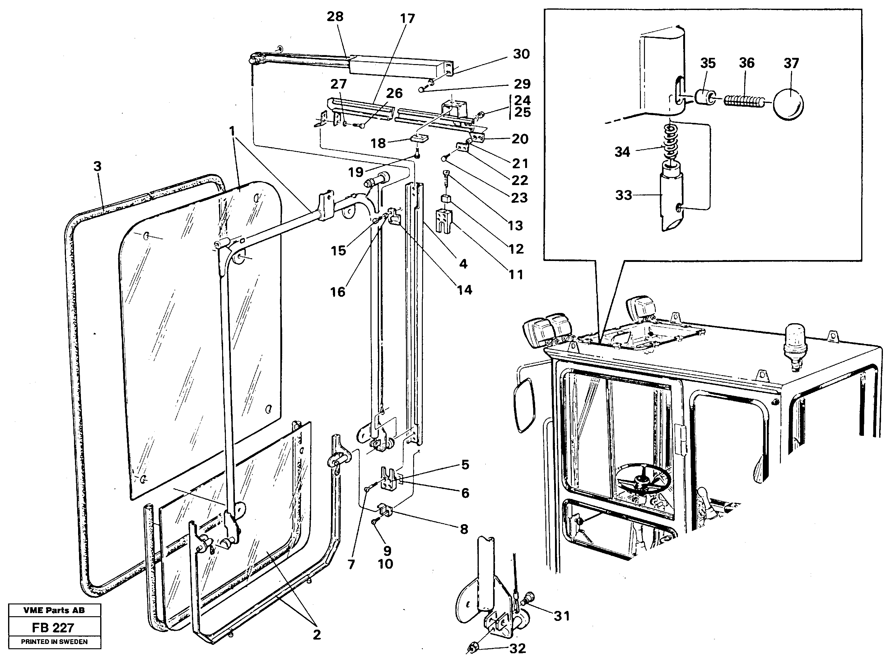 Front window Lifting device — volvo parts diagram