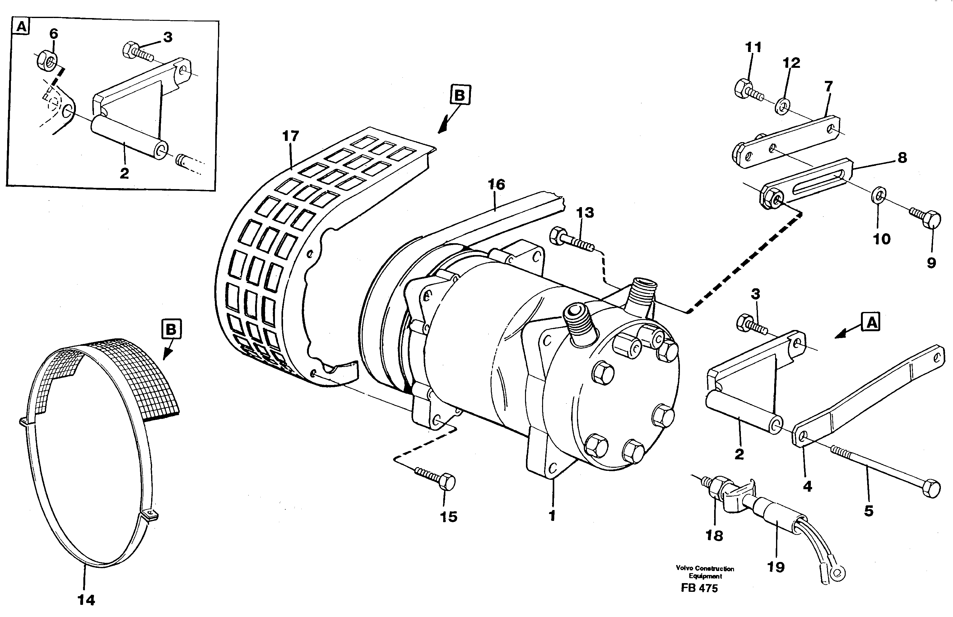 Compressor with fitting parts Cooling agent R134 A  SER NO 1493 + 1495- — volvo parts diagram