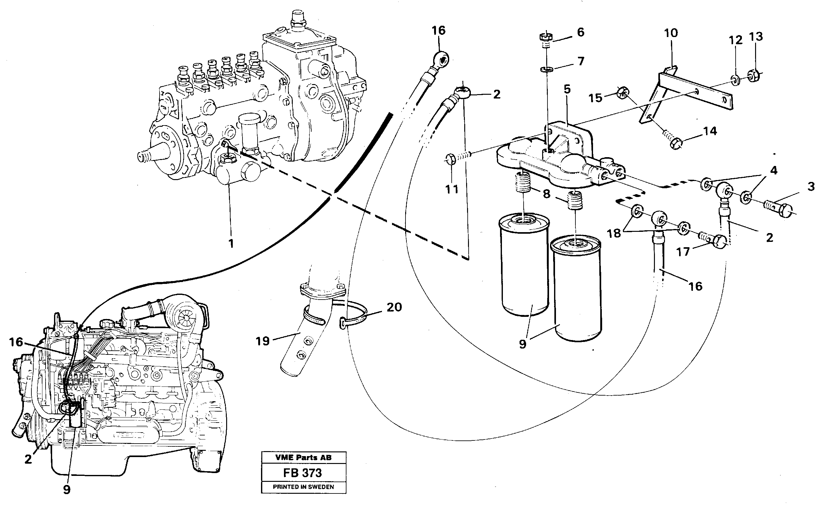Extra fuel filter 14257924 — volvo parts diagram