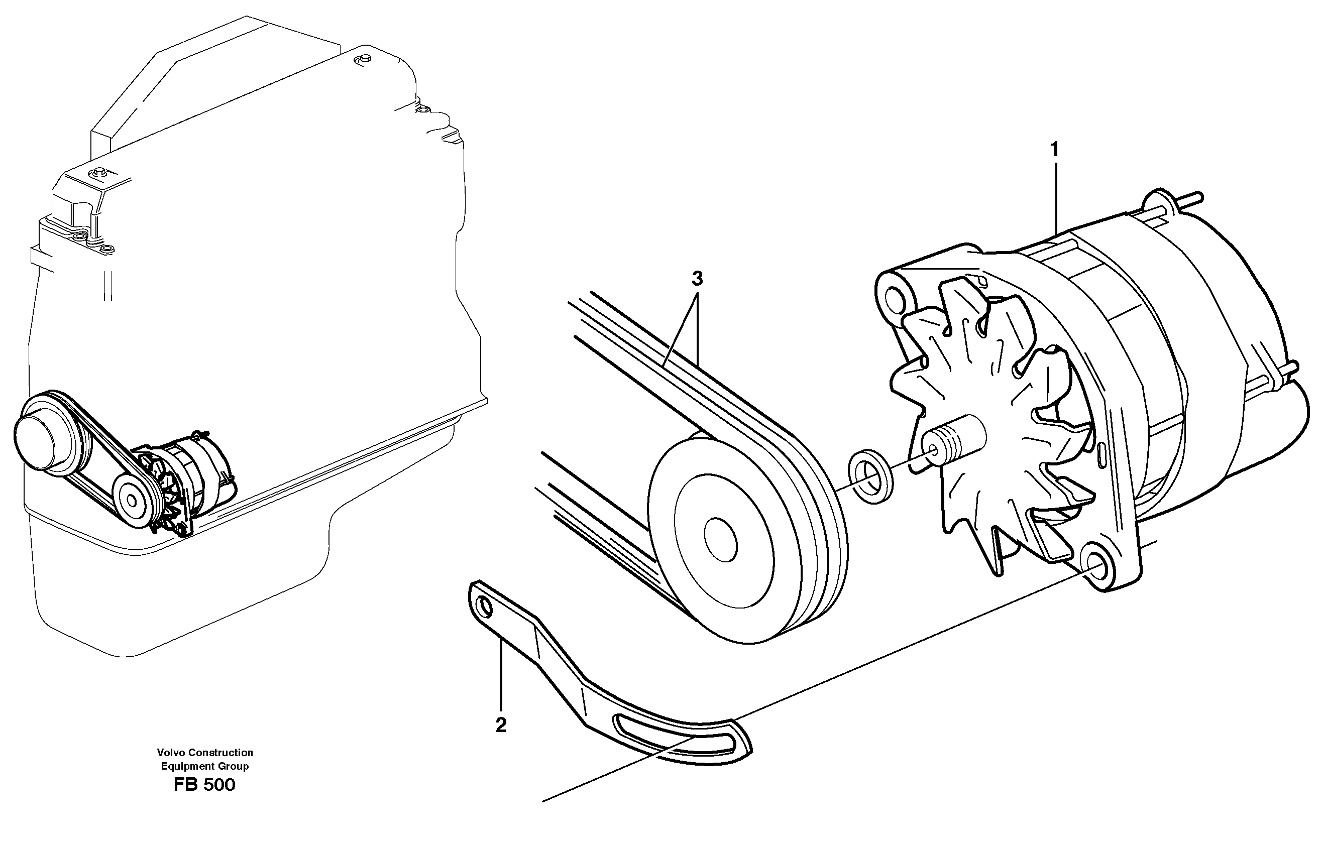 Alternator with assembling details 80 A 14259280 — volvo parts diagram