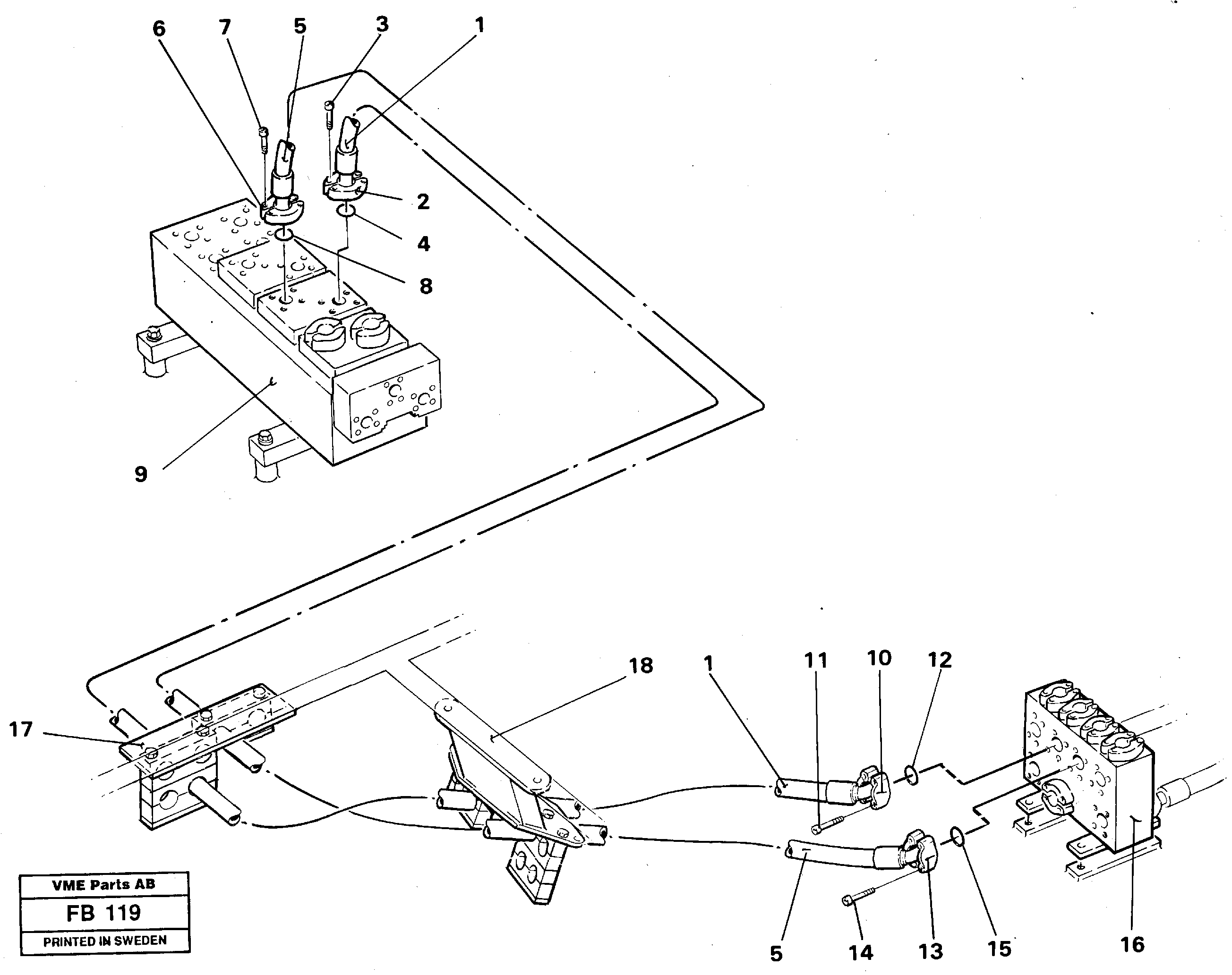 Hydraulic system, dipperarm — volvo parts diagram