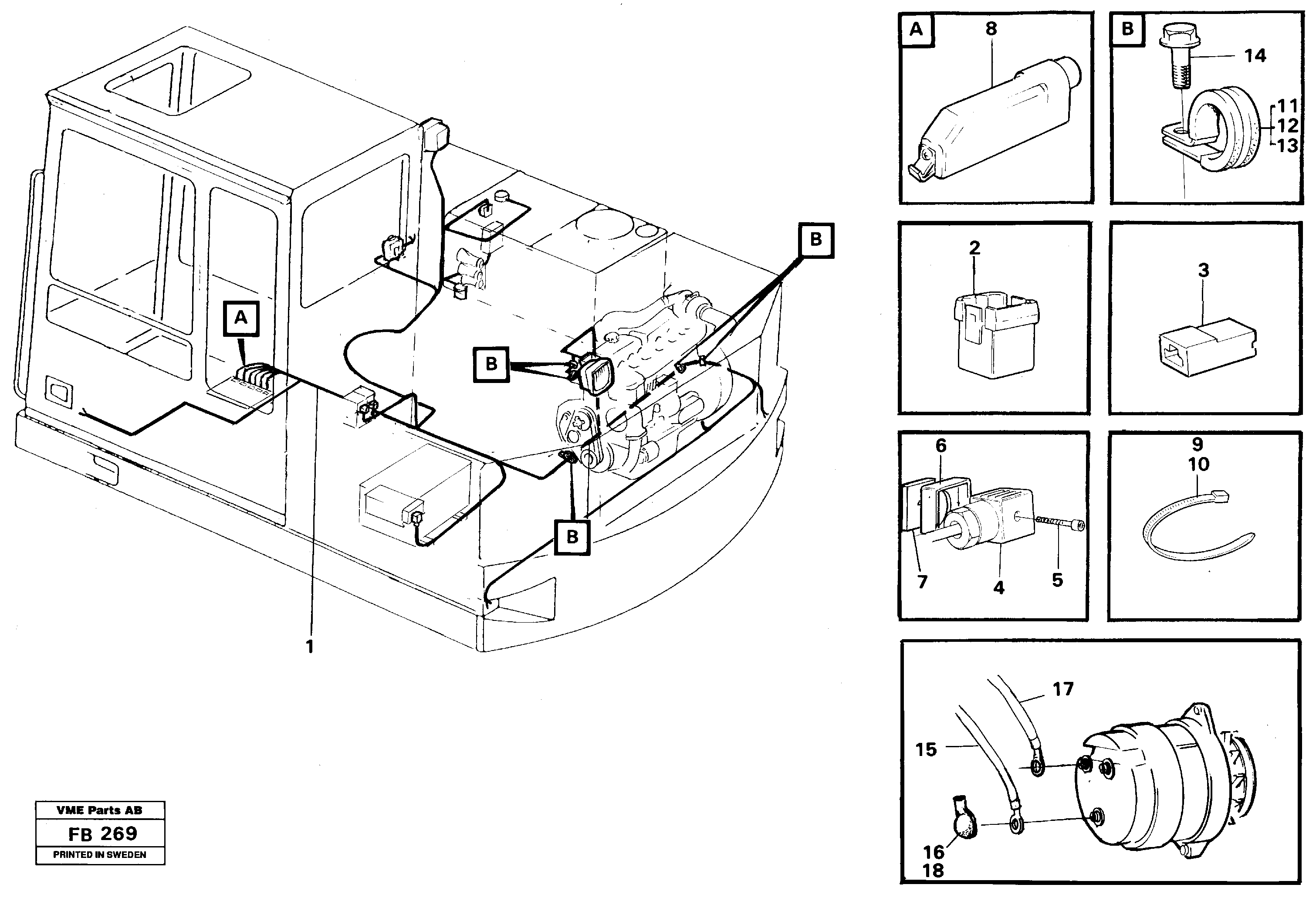 Cable harness, upper section — volvo parts diagram
