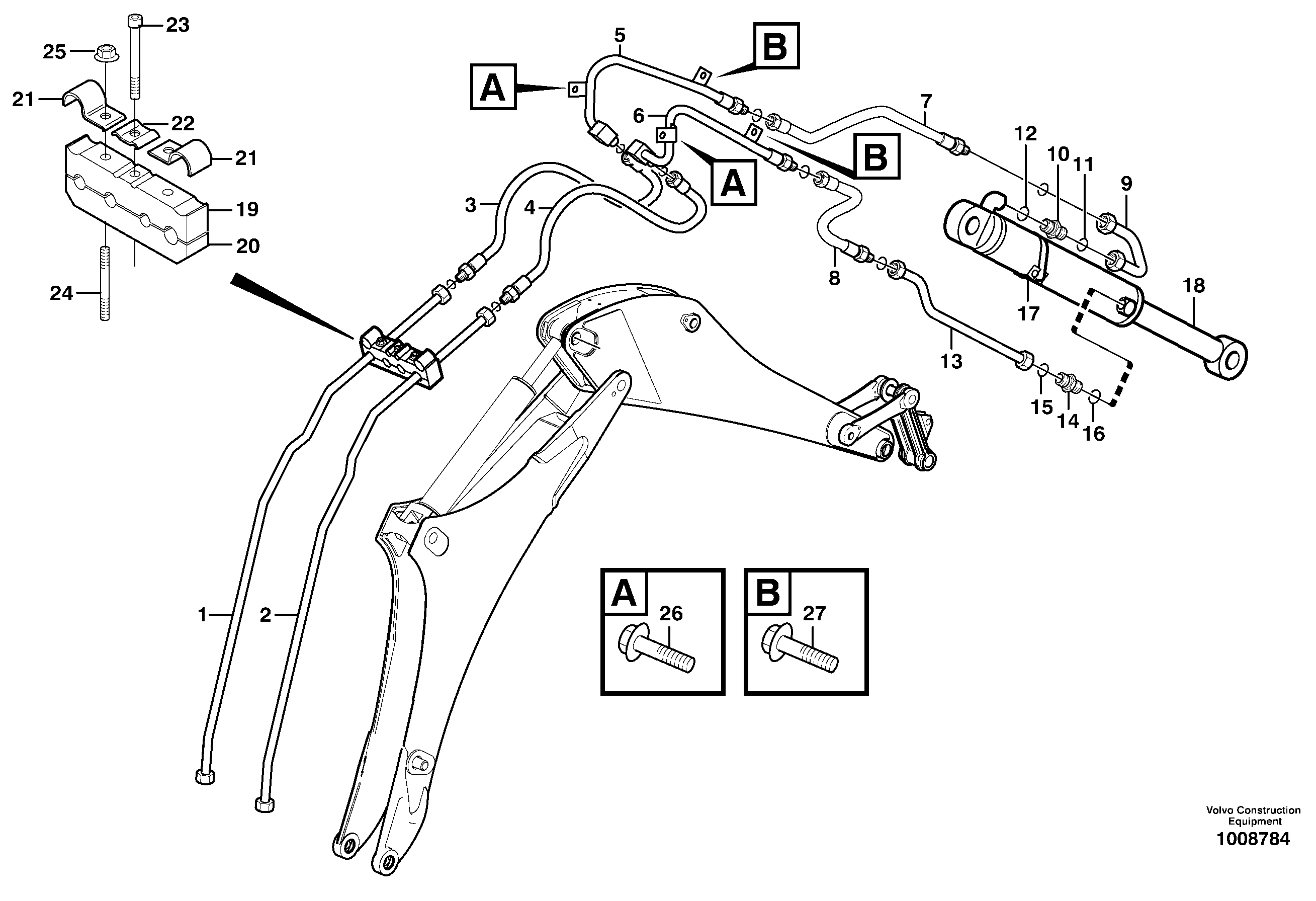 Hydraulic system, bucket  11890343 — volvo parts diagram