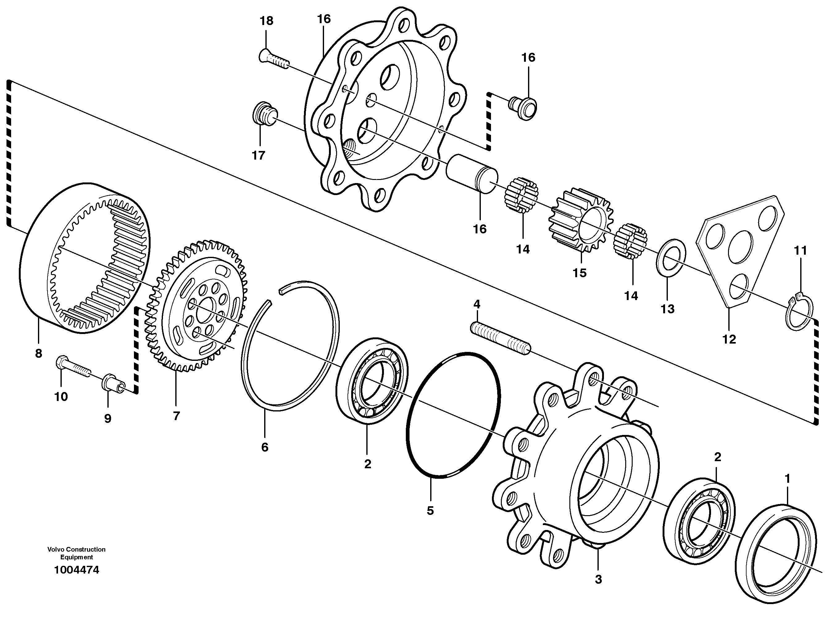 Wheel hub  11891284, 11891286, 11891385, 11891387 — volvo parts diagram