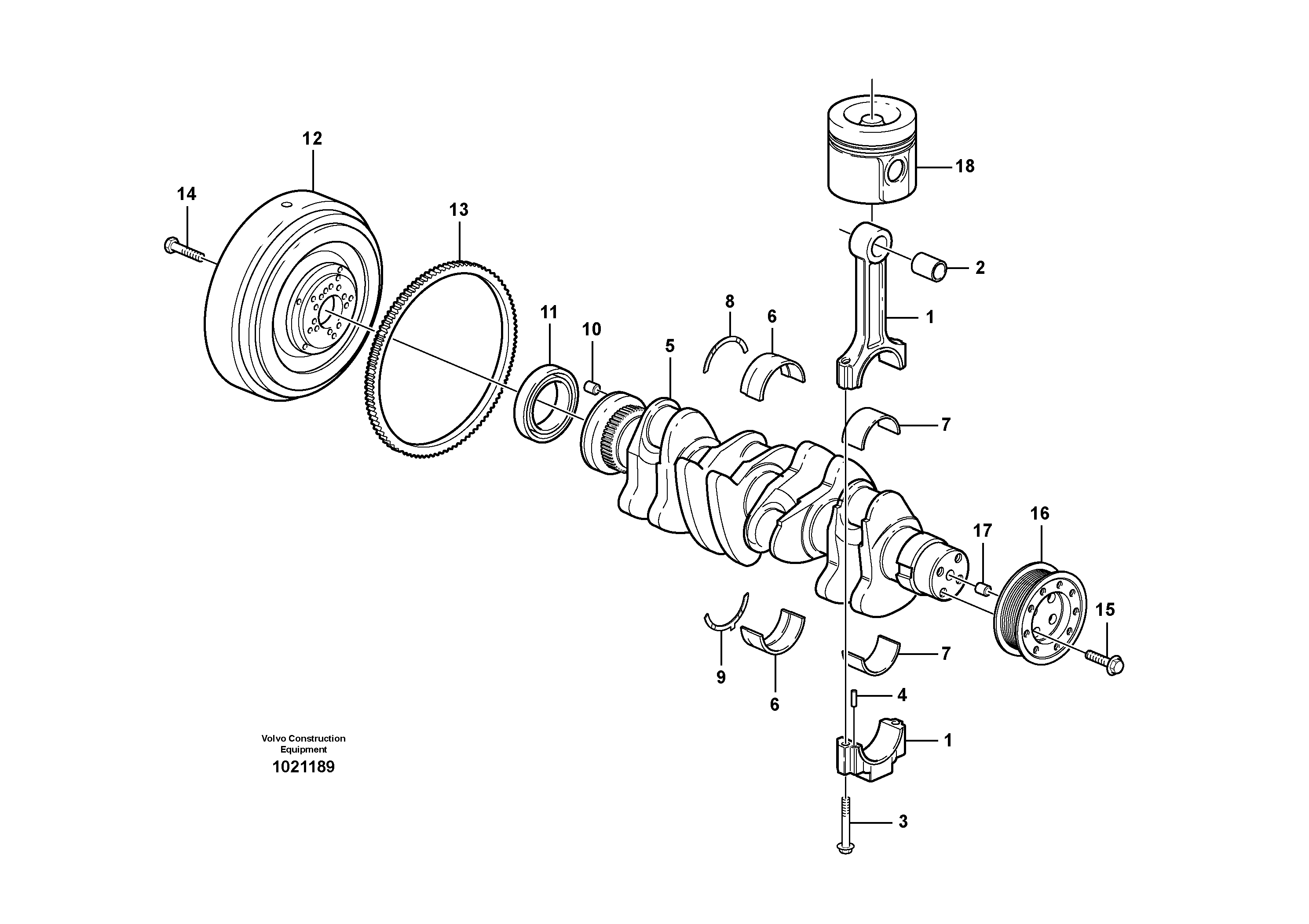 Crankshaft and related parts — volvo parts diagram