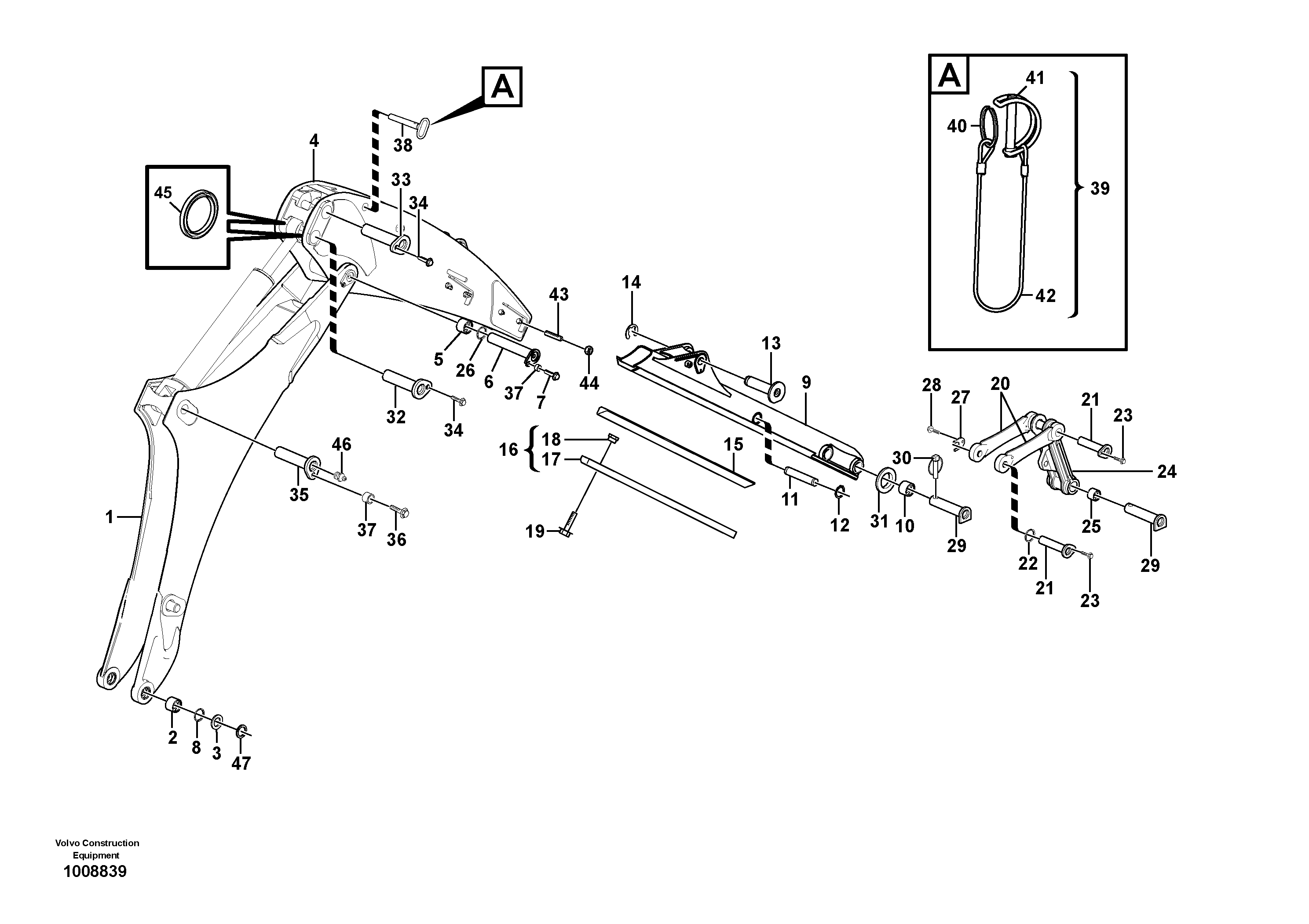 Excavator boom, exendible dipper arm  11890342 — volvo parts diagram