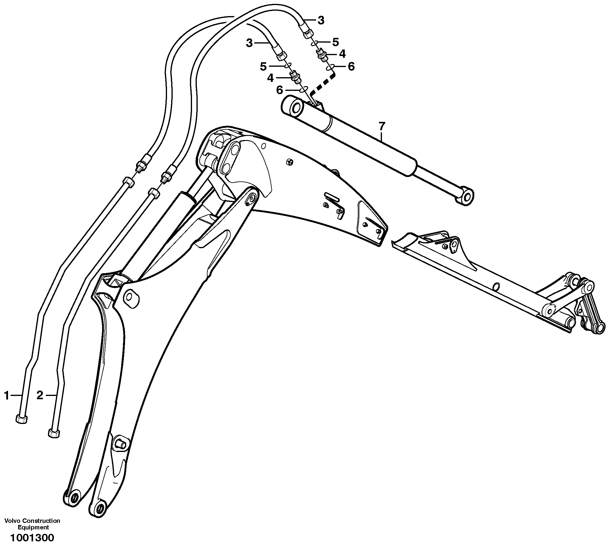 Hydraulic system extendible dipper arm  11890342 — volvo parts diagram