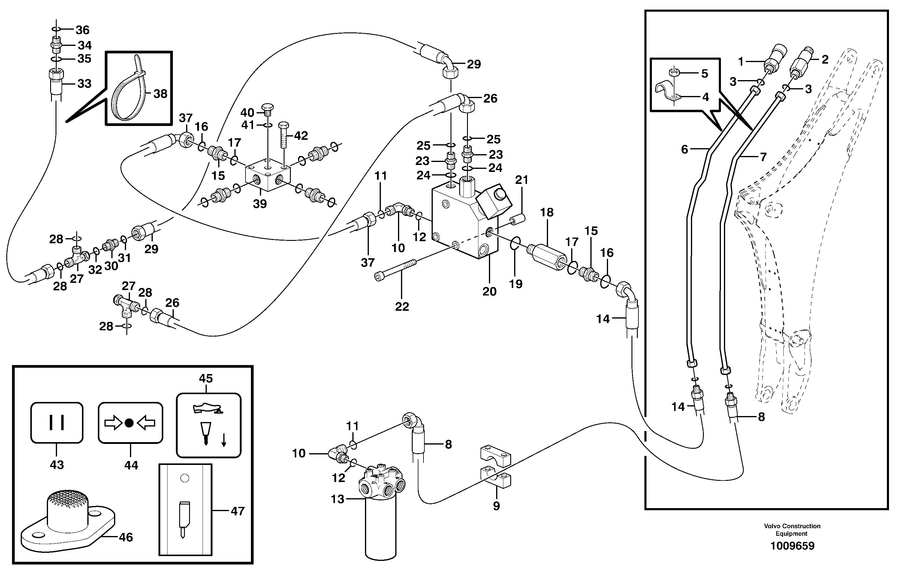 Hydraulic system, hammer — volvo parts diagram