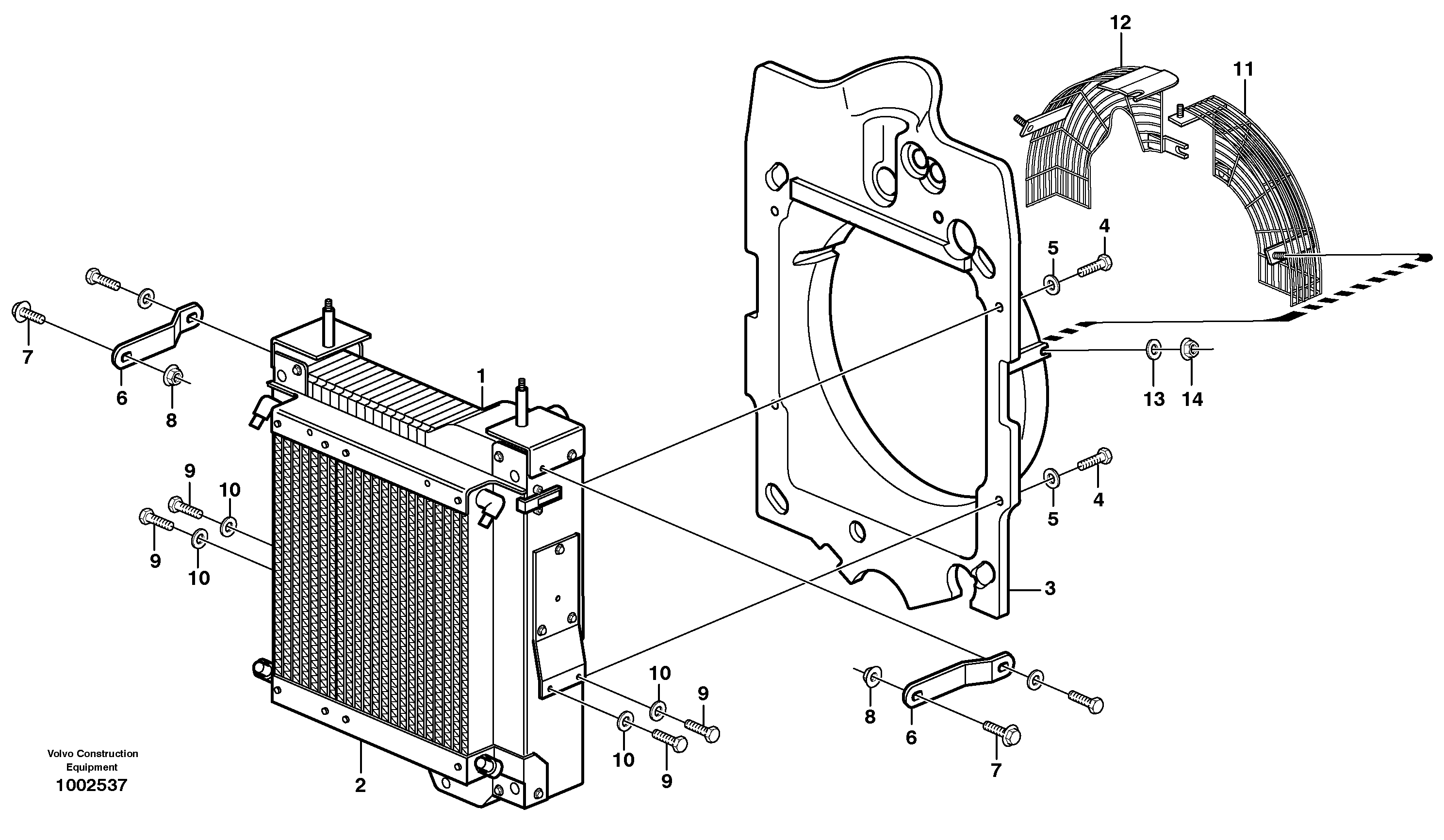 Radiator with fitting parts — volvo parts diagram