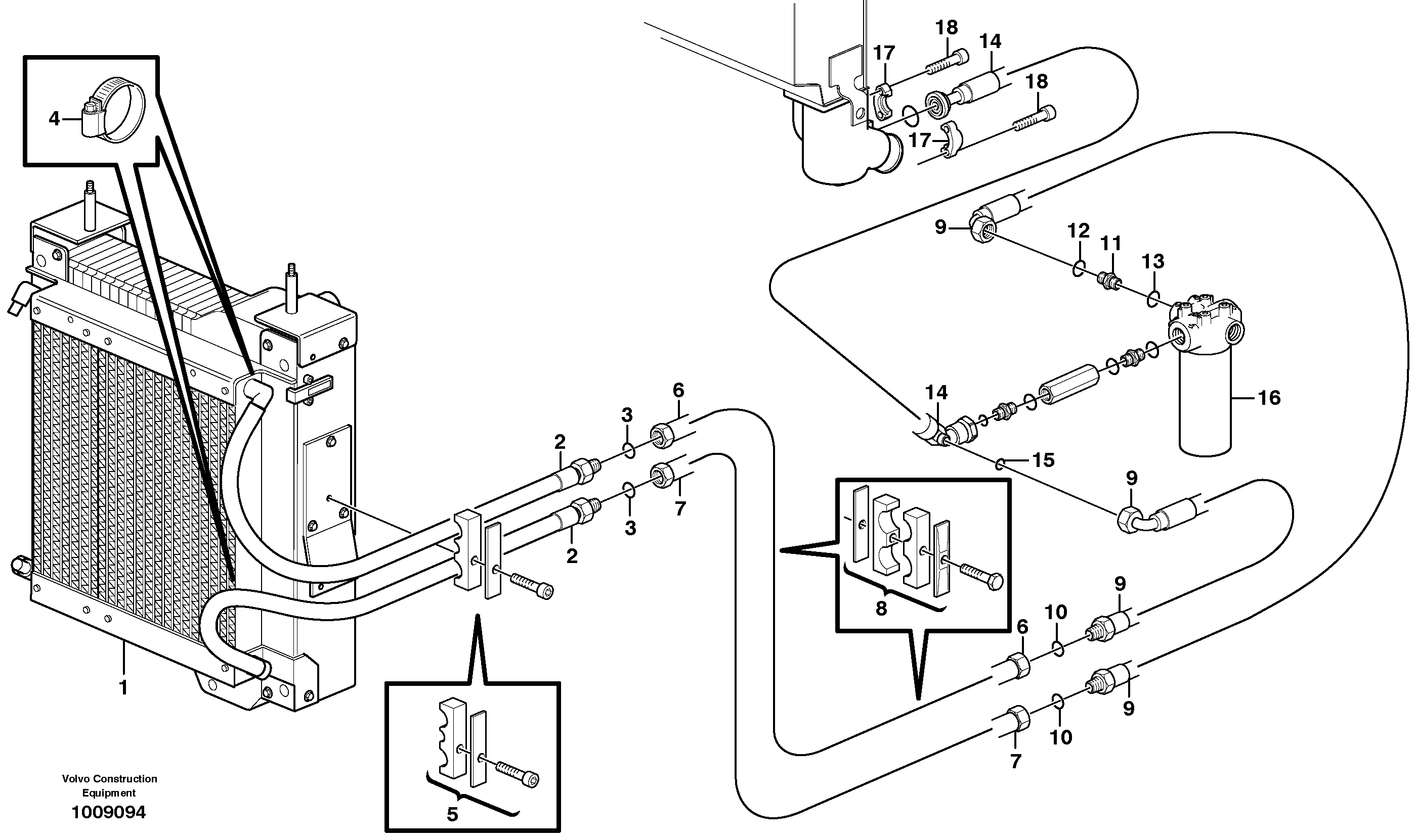 Hydraulic oil cooler — volvo parts diagram