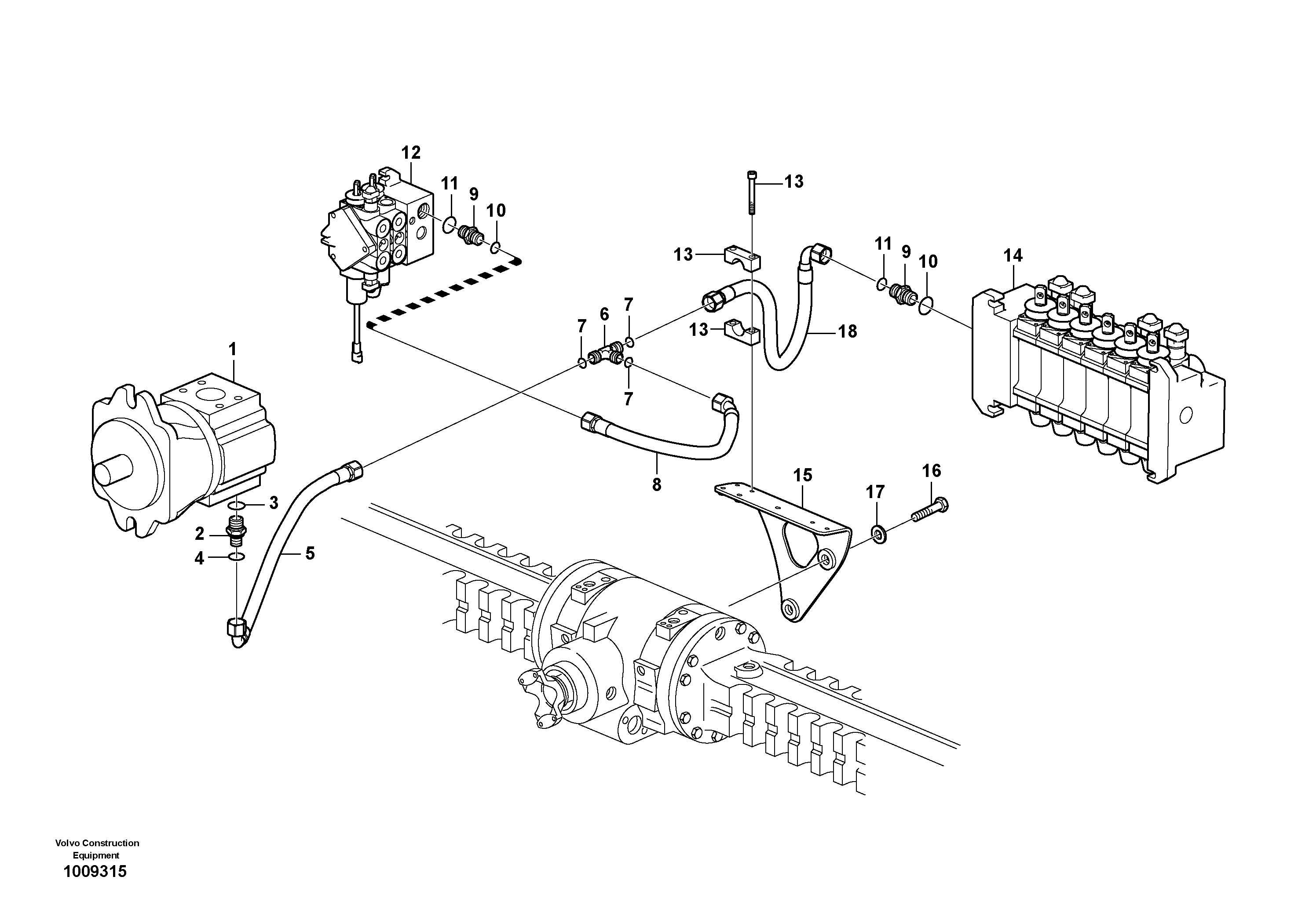 Hydraulic system, feed line — volvo parts diagram