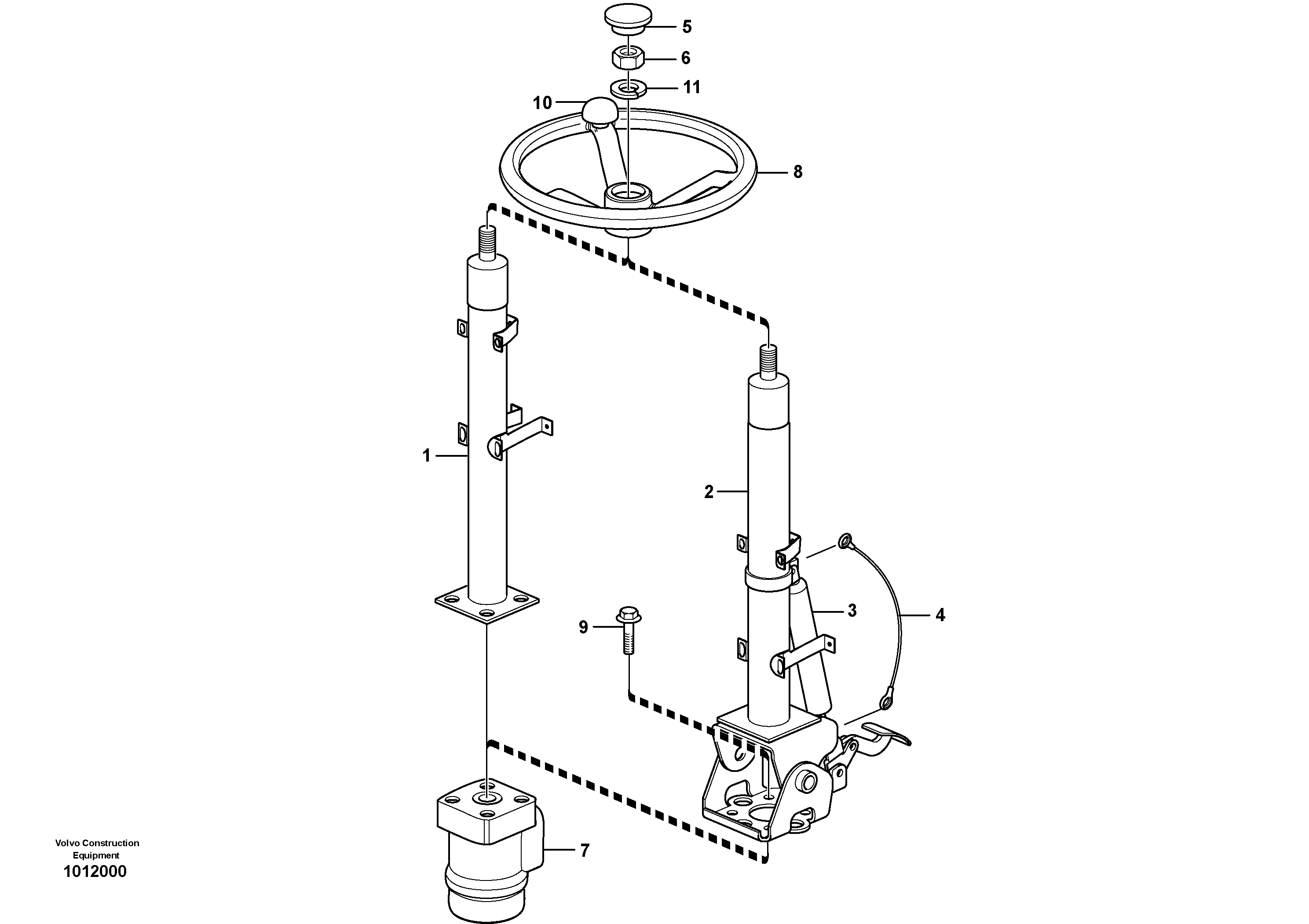 Steering column with fitting parts — volvo parts diagram