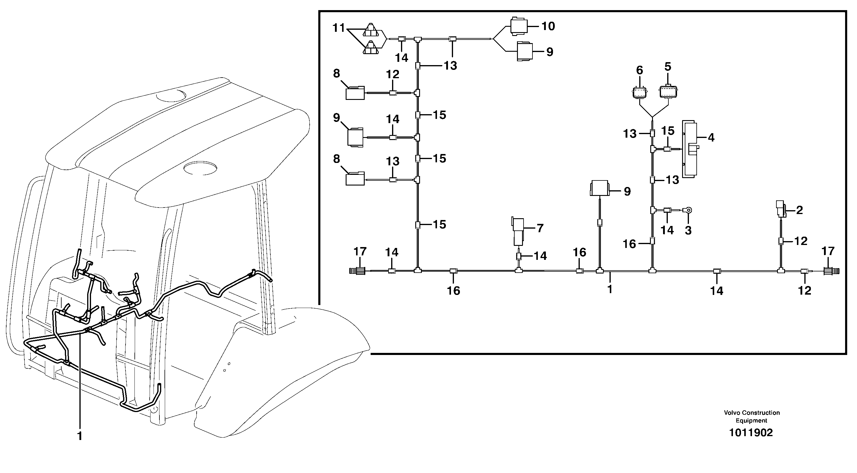 Cable harness, panel  SER NO -10361 — volvo parts diagram