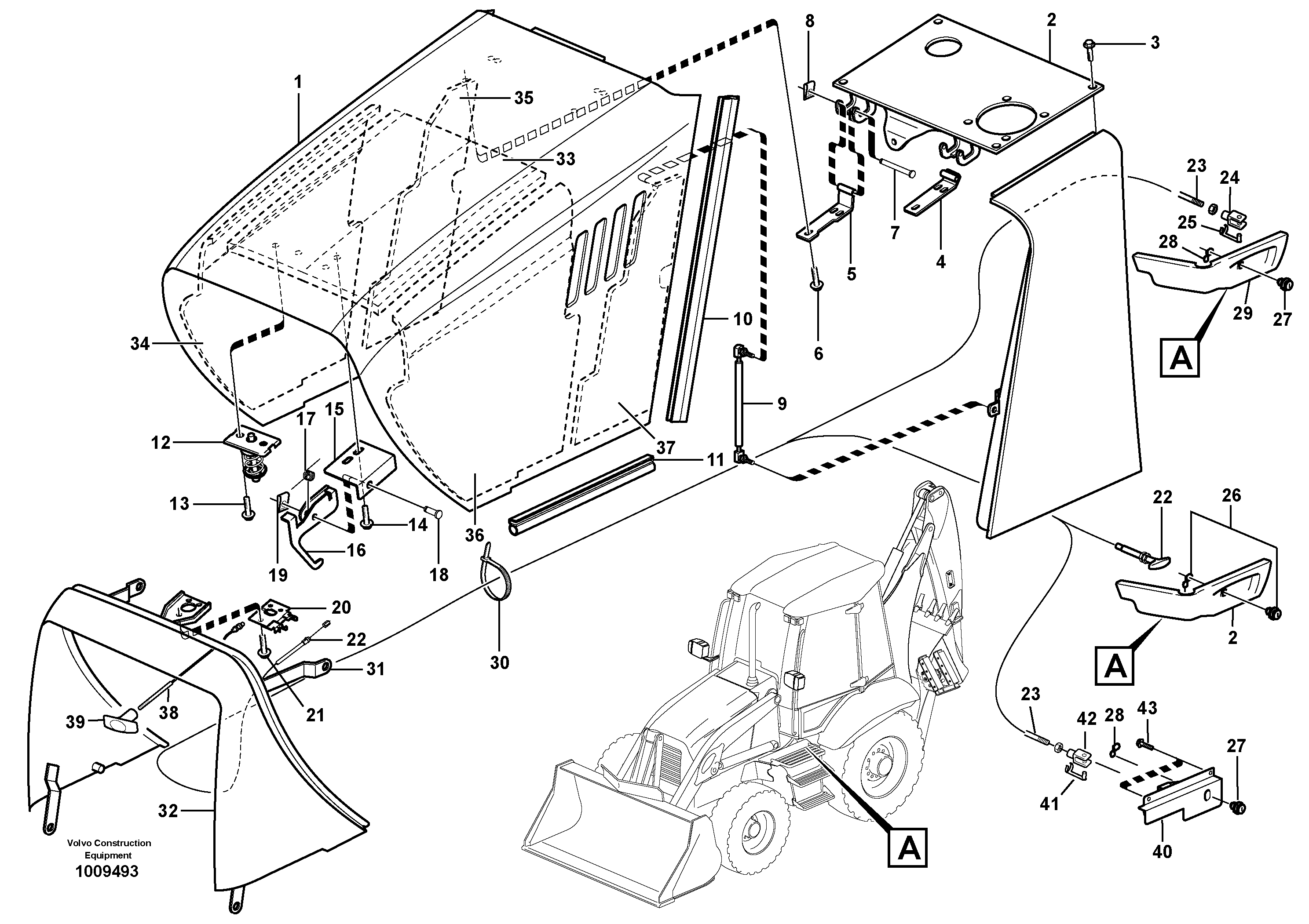 Engine hood — volvo parts diagram