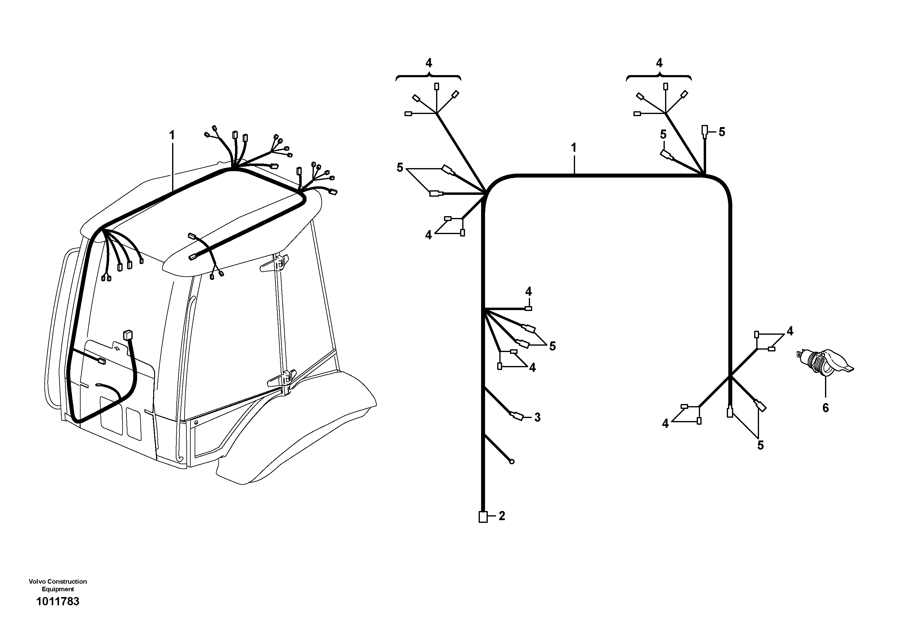 Cable Harness cab int. roof  11298189, 11298190 — volvo parts diagram