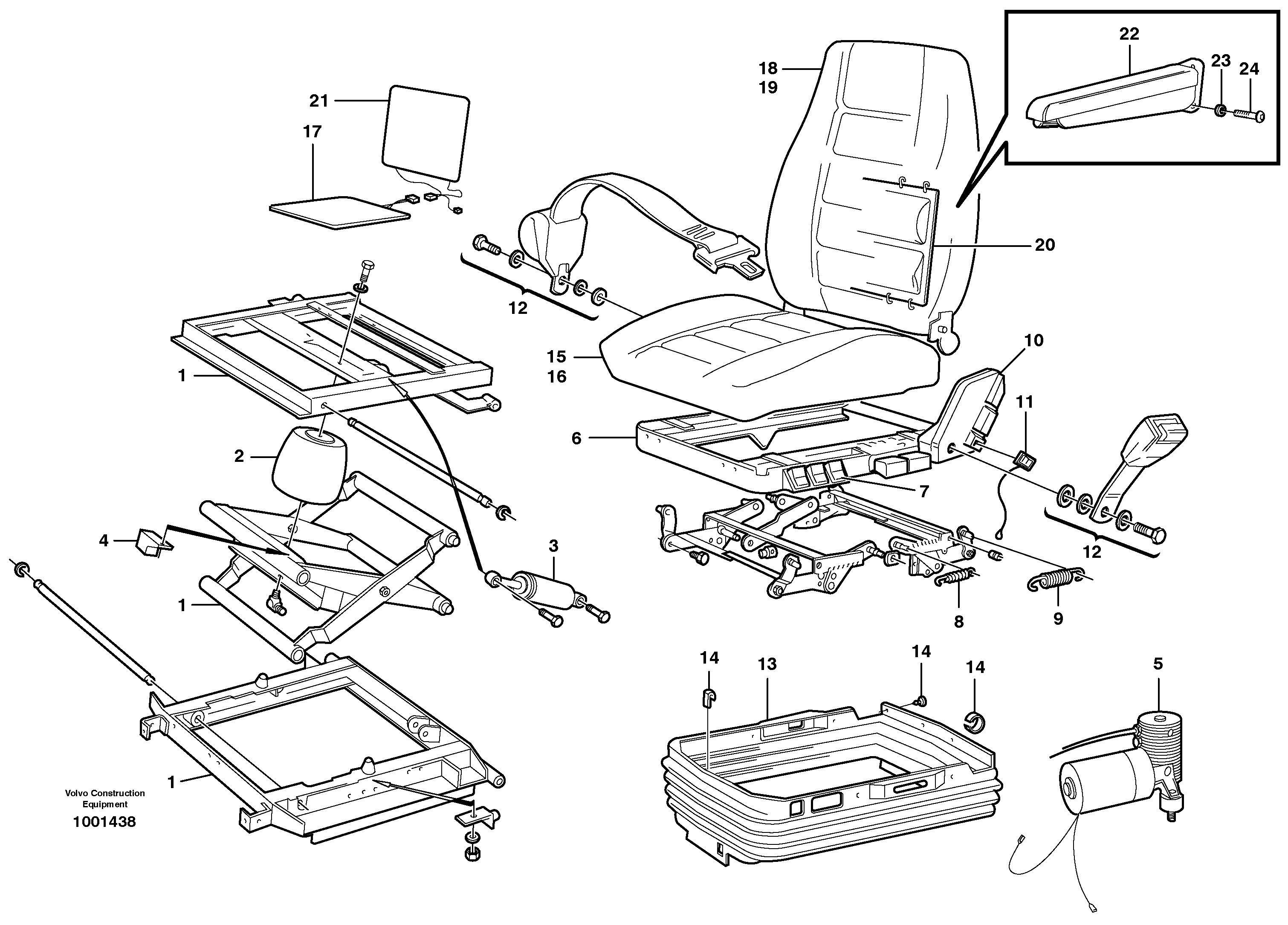 Operator's seat, heated, air suspensioned. — volvo parts diagram