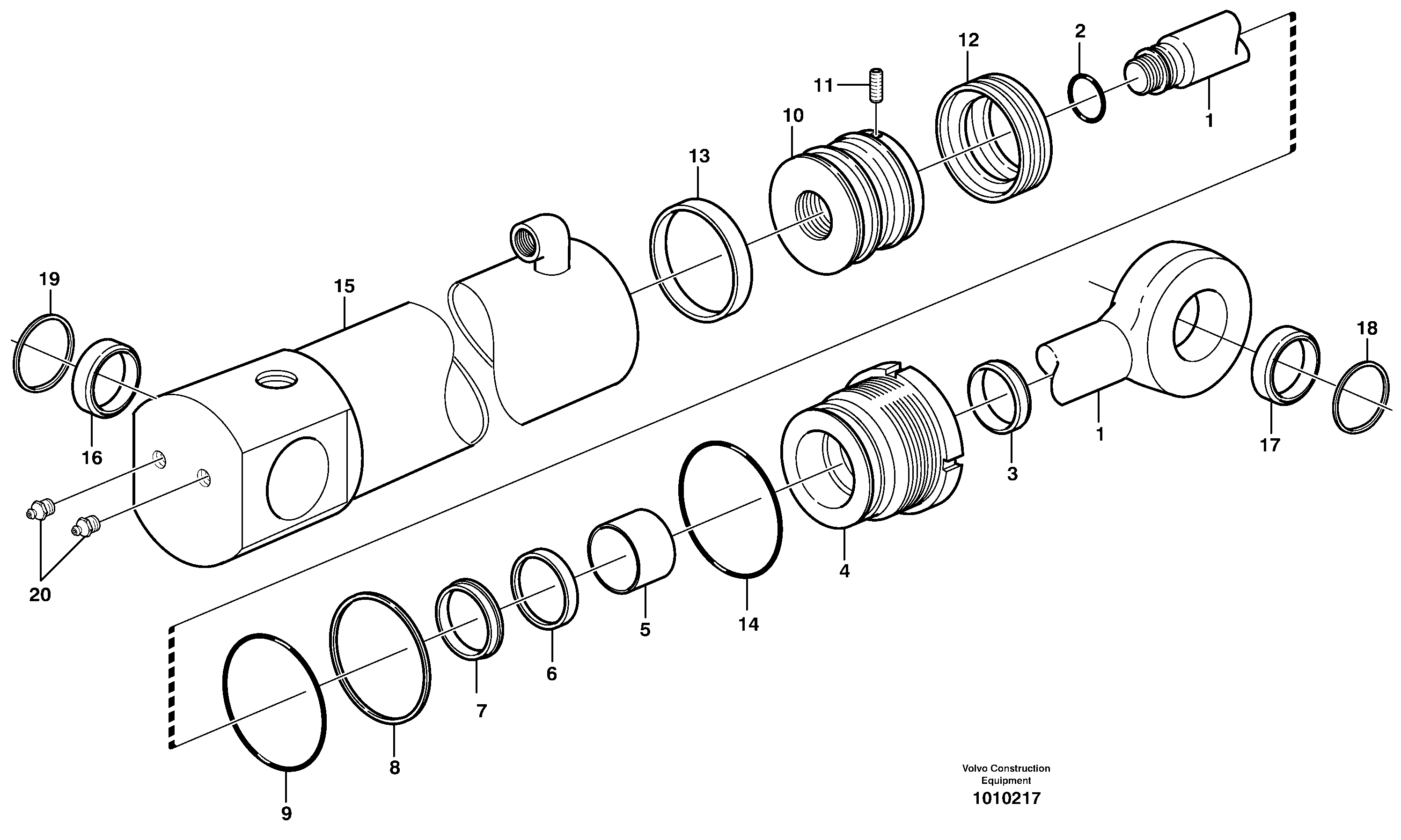 Hydraulic cylinder  11891079, 11891080 — volvo parts diagram
