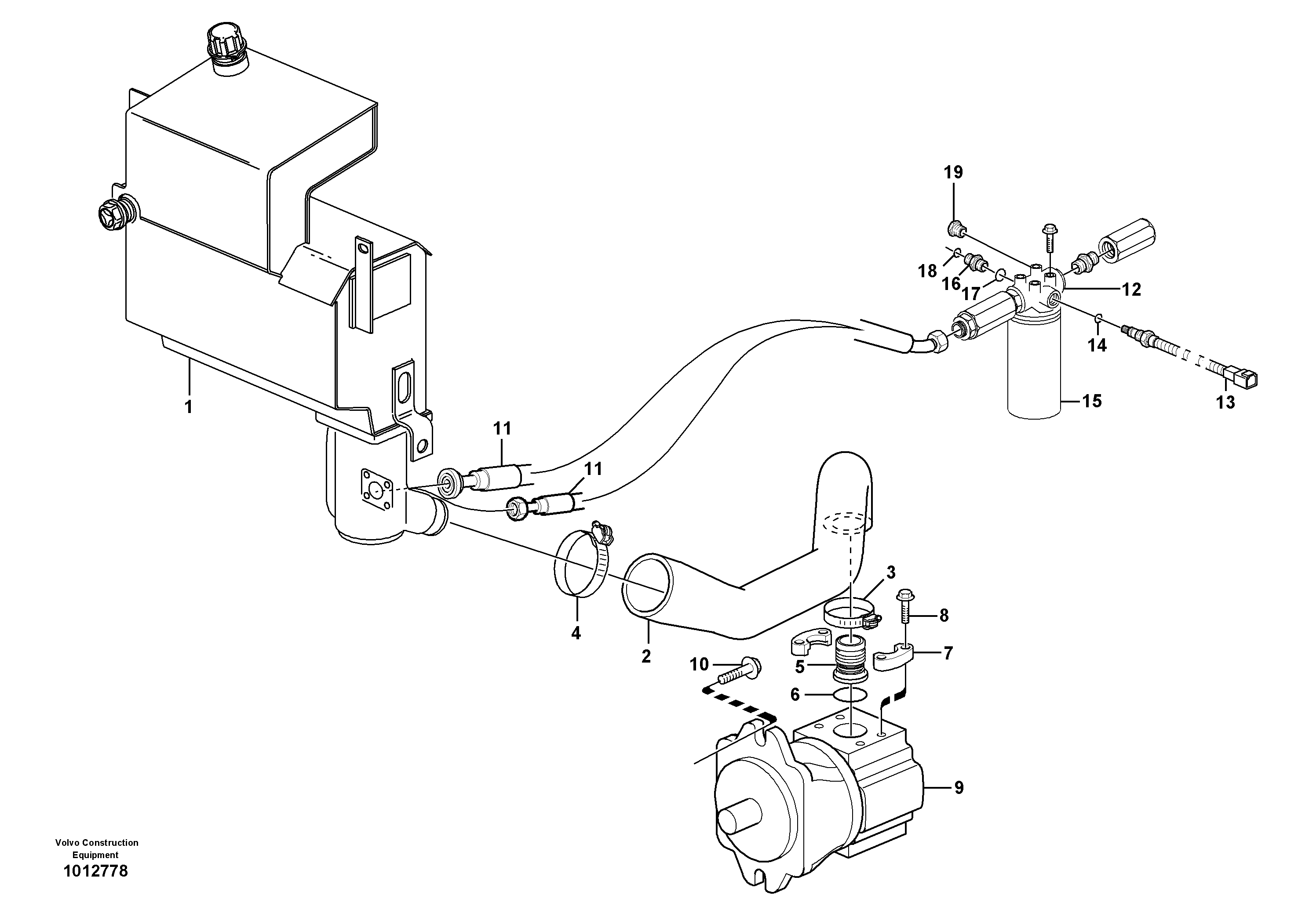 Hydraulic system, suction line, filter  11891076 — volvo parts diagram