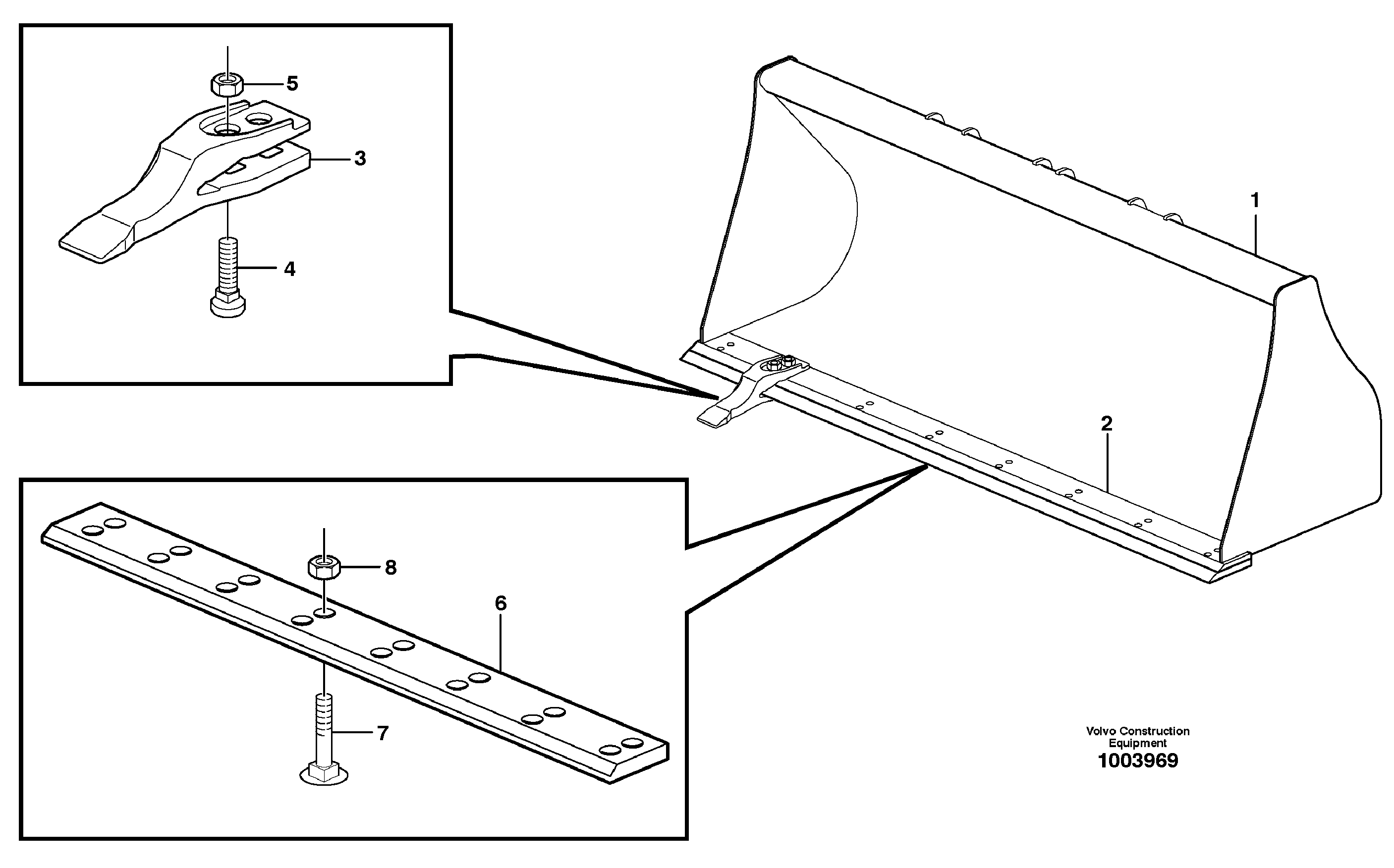 Bucket, straight with teeth  (LOADER) — volvo parts diagram