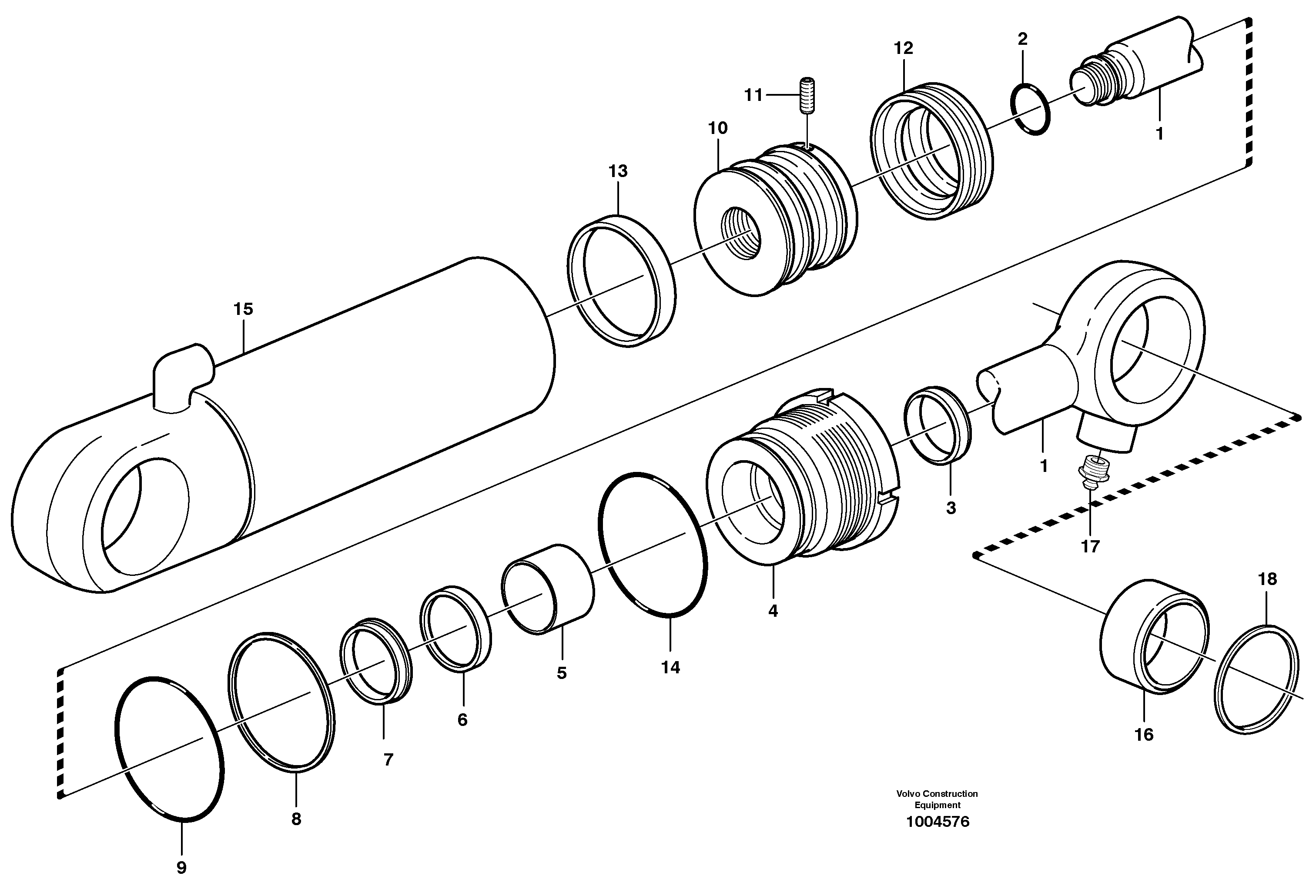 Bucket cylinder  11890342, 11890343 — volvo parts diagram