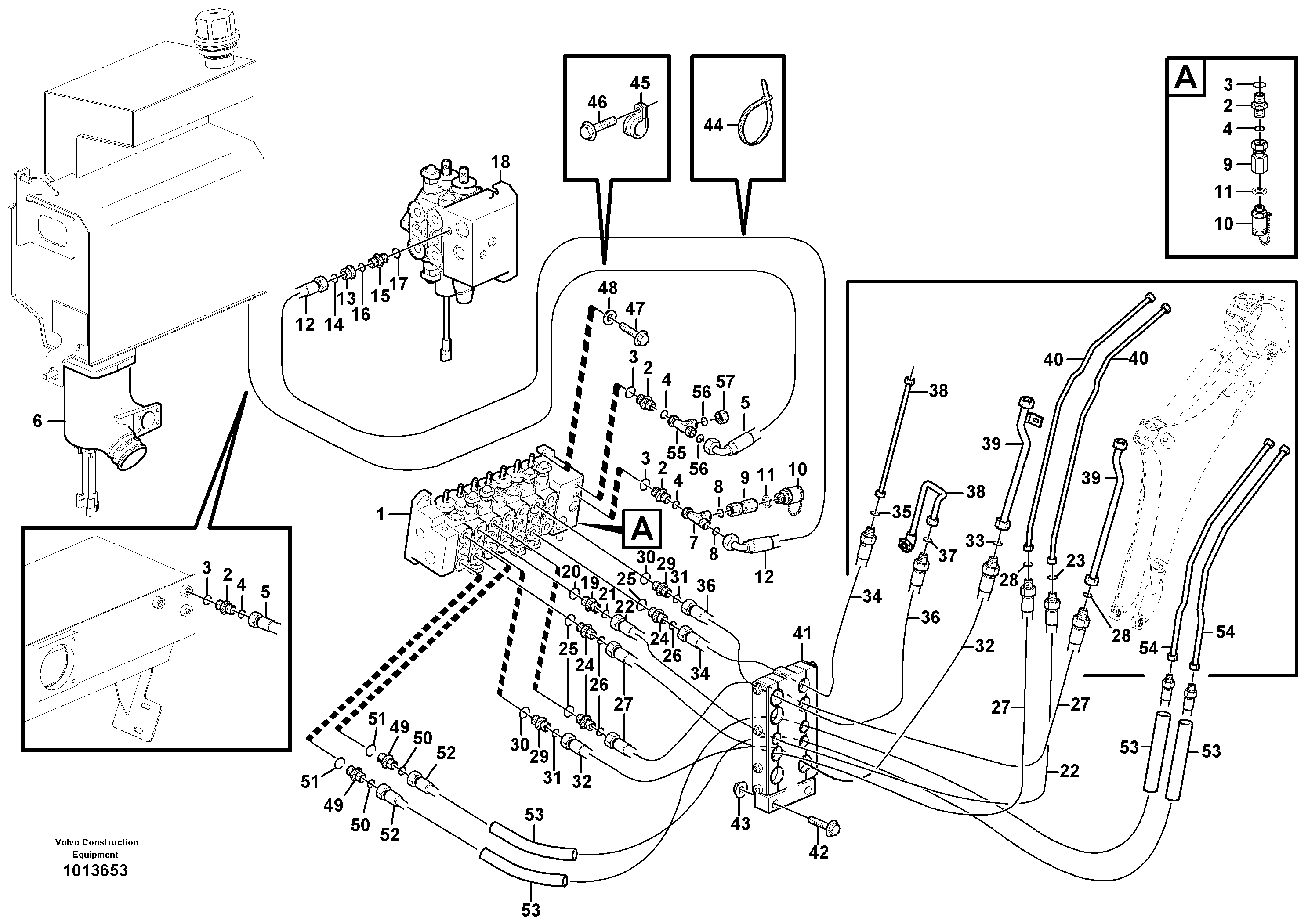 Hydraulic system, excavator — volvo parts diagram