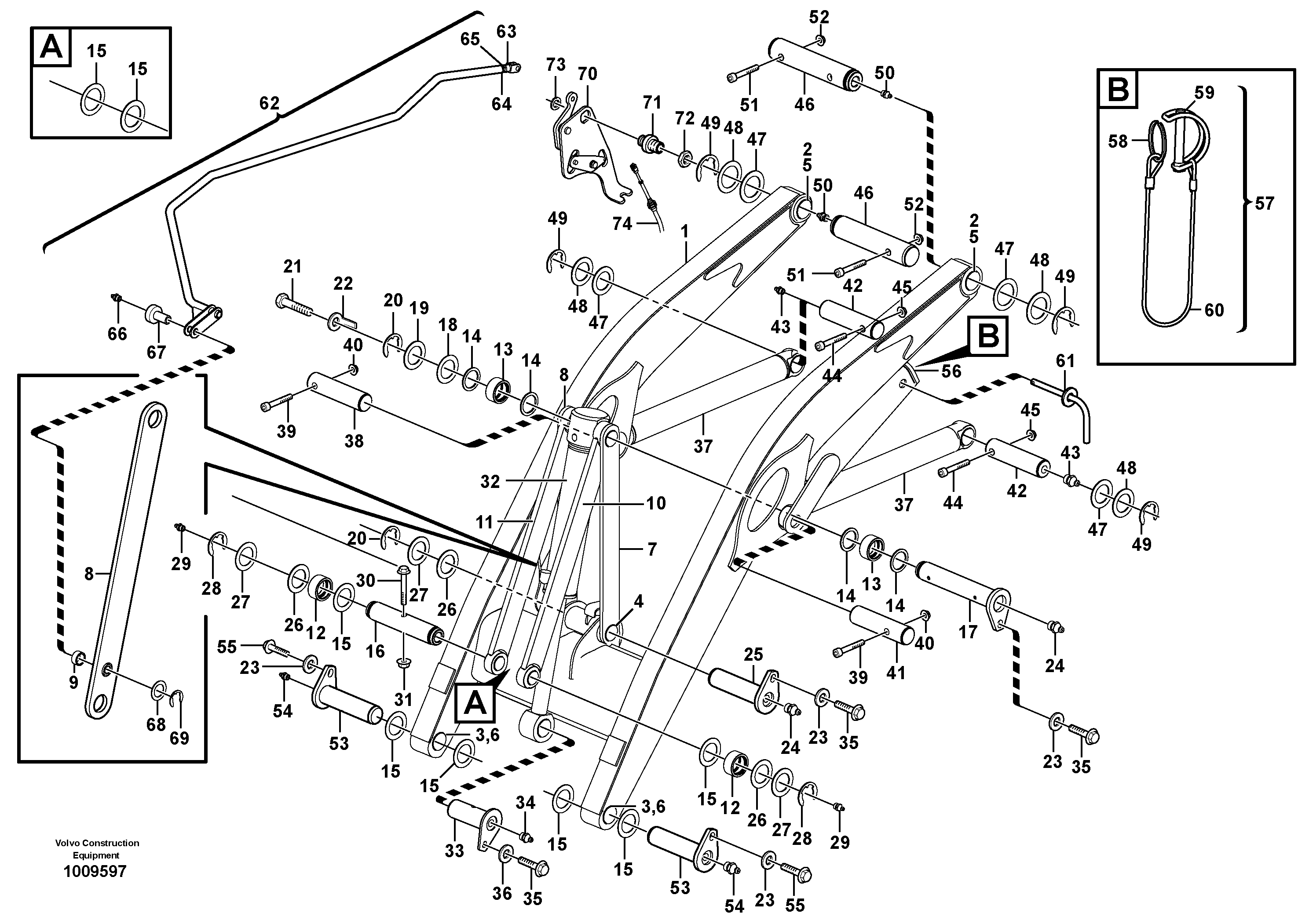 Lifting framework with assembly parts — volvo parts diagram