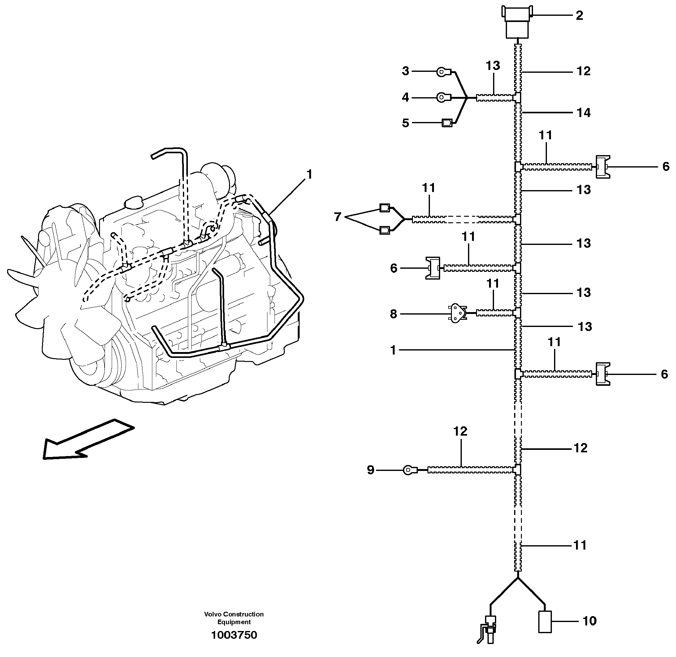 Cable harness, engine — volvo parts diagram