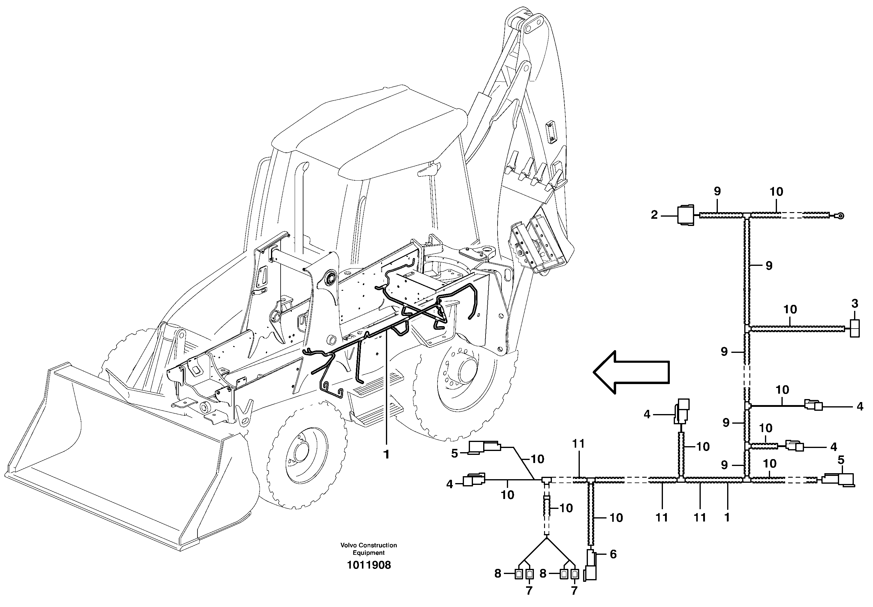 Cable harness rear valve block — volvo parts diagram