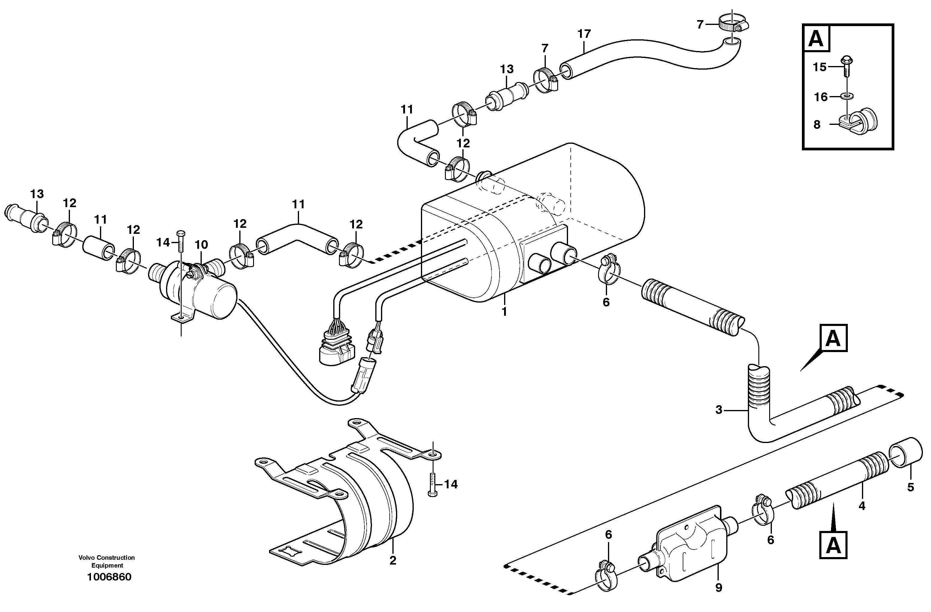 Heater, diesel exhaust system  14312147 — volvo parts diagram