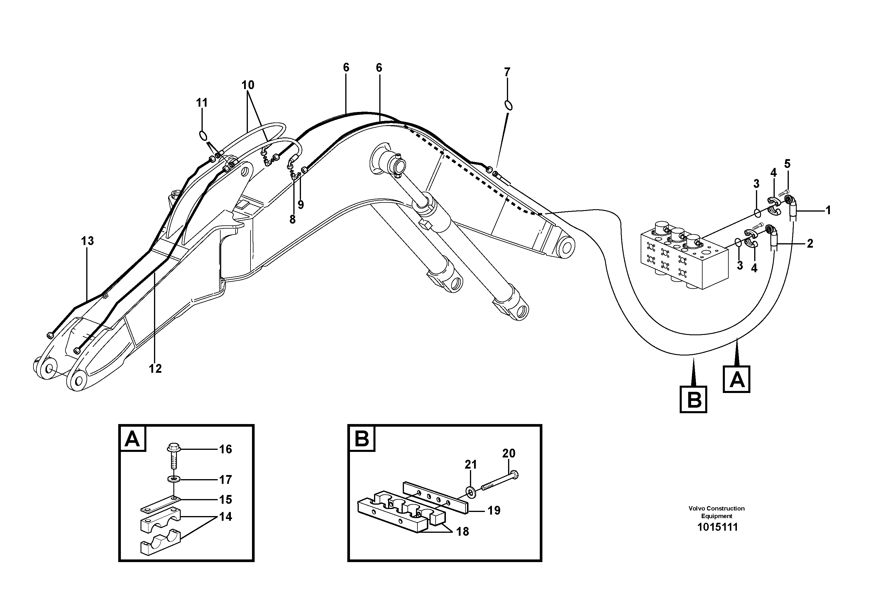 Hydr. equipm. on dipper arm, X1  14314025 — volvo parts diagram