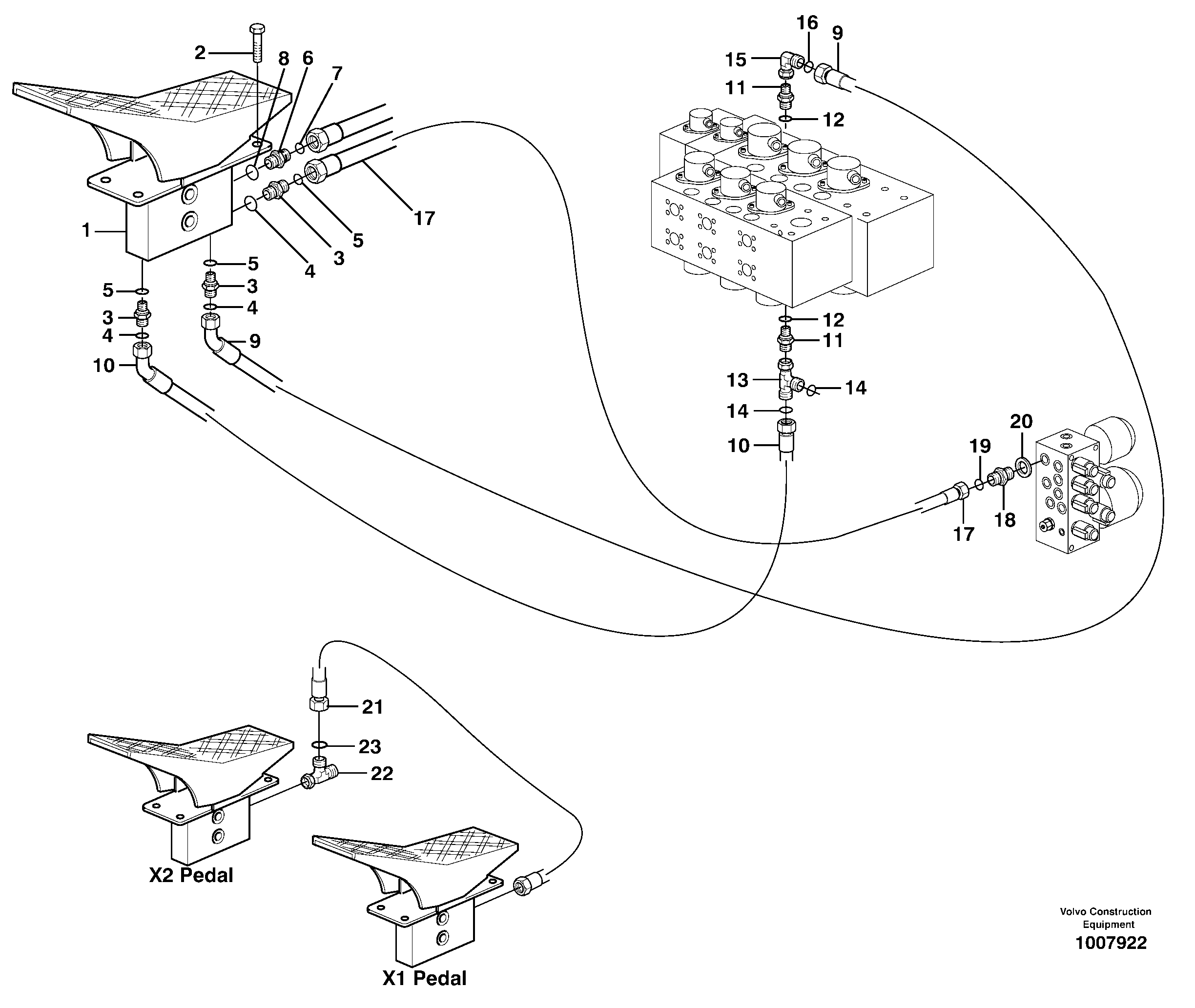 Servo hydraulics, adjustable boom. X2  14314029 — volvo parts diagram