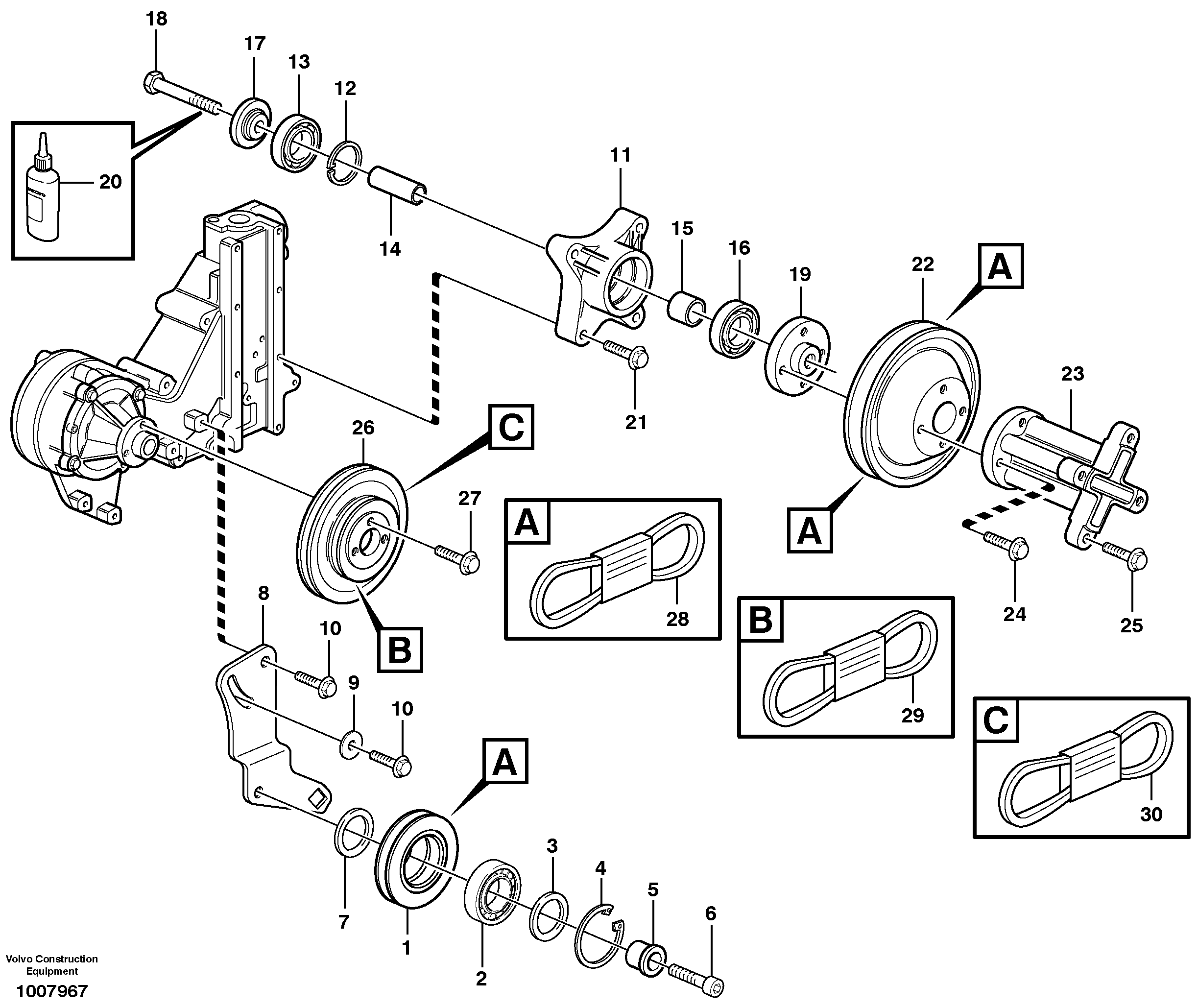 Belt transmission, pulley — volvo parts diagram