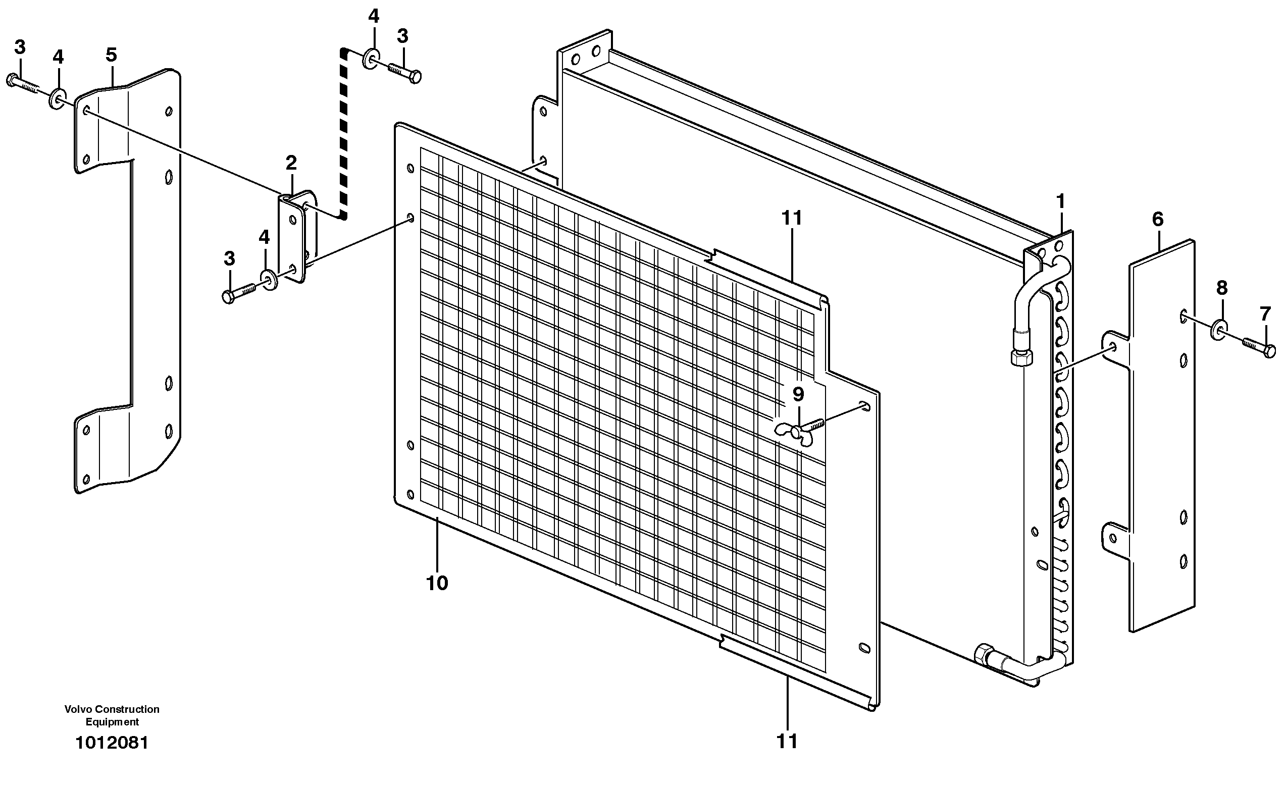 Condenser for cooling agent R134a with fitting parts.  14314019 — volvo parts diagram