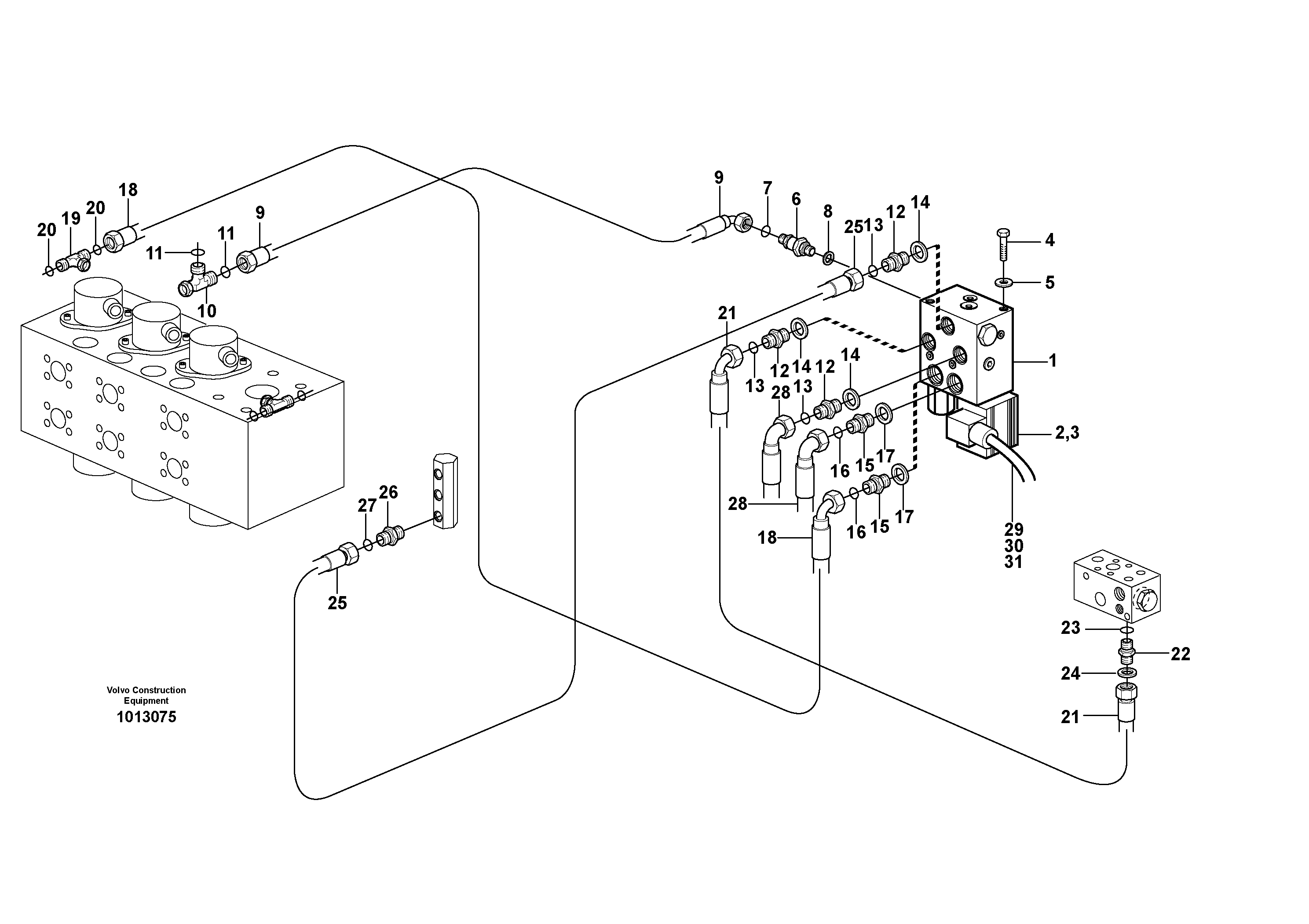 Servo-system: Hydr. quick fit equipm. on mono boom  14314063 — volvo parts diagram