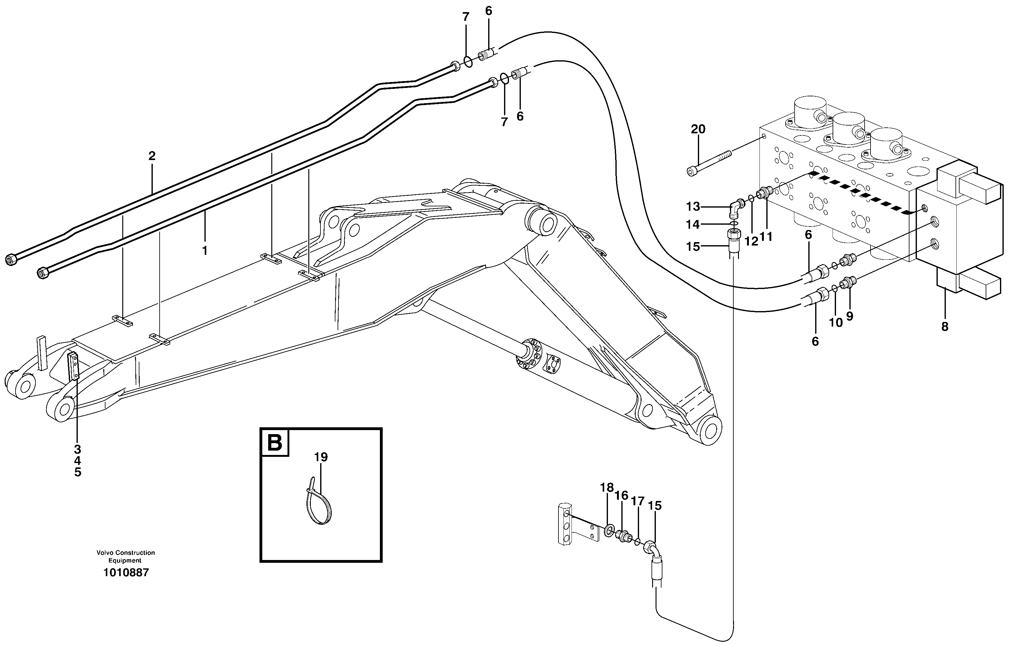 Hydr. equipm. on adjustable boom , 5,1m.  X3  14314031 — volvo parts diagram