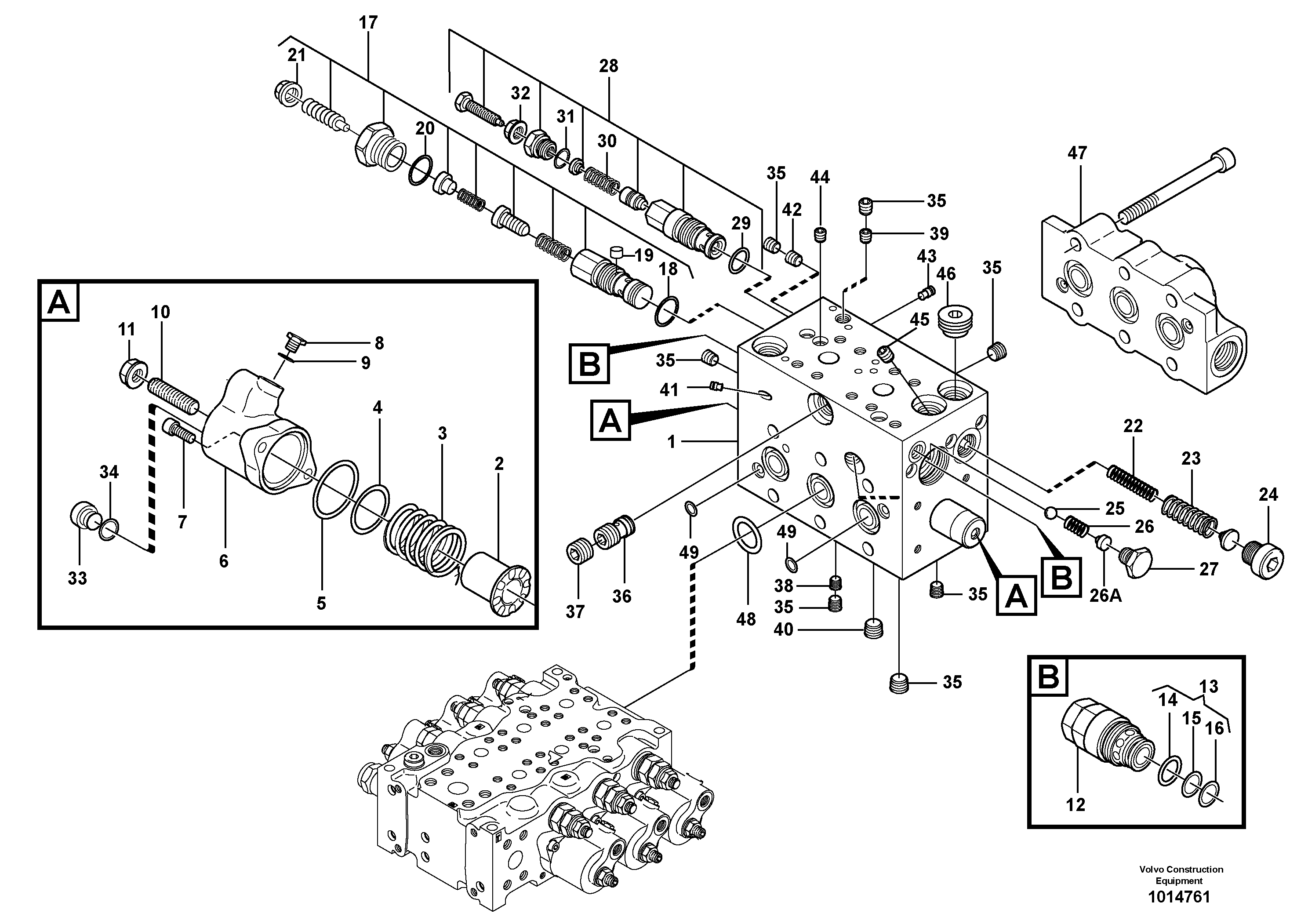 Control valve, swivel — volvo parts diagram