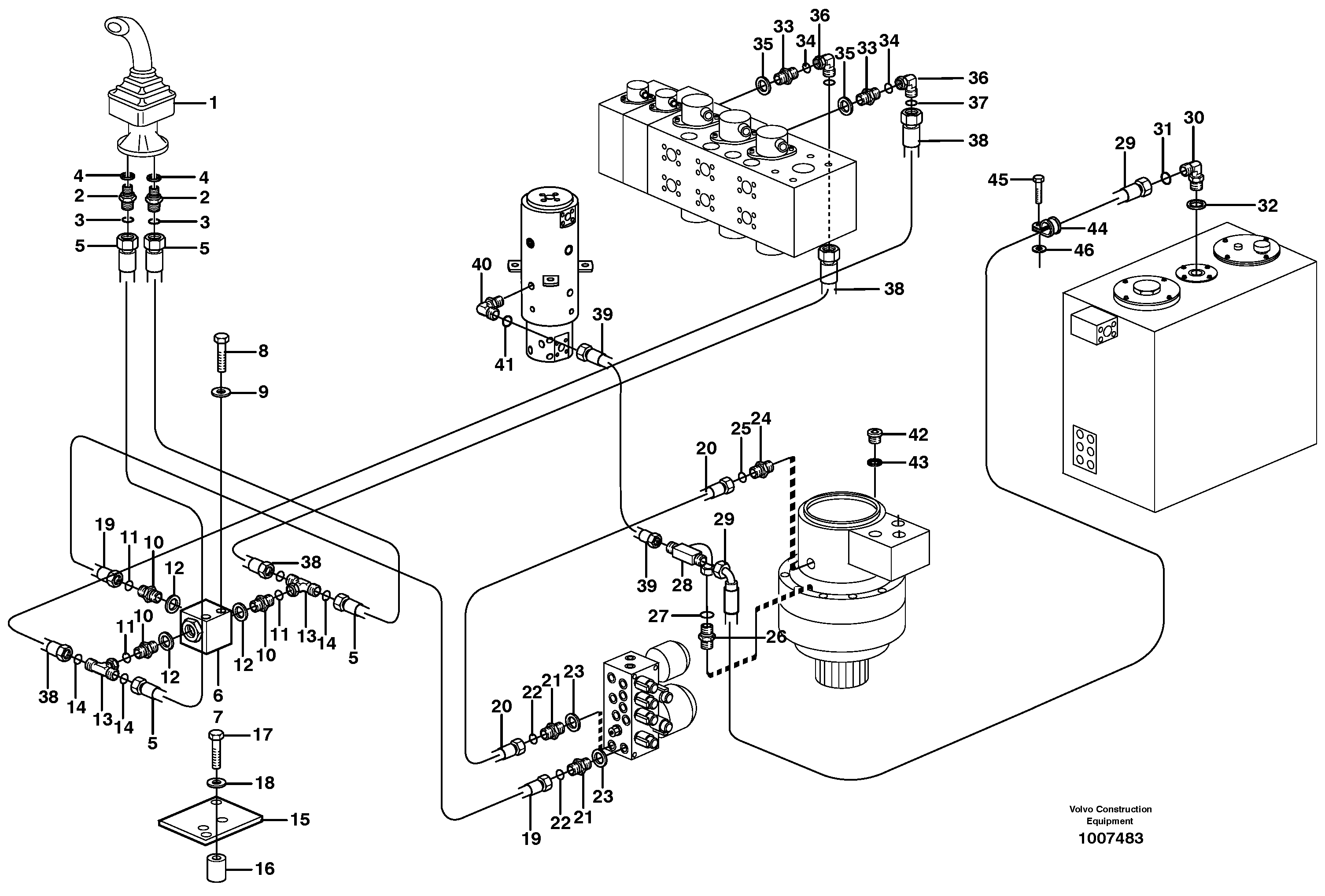 Servo hydraulics, Slewing — volvo parts diagram