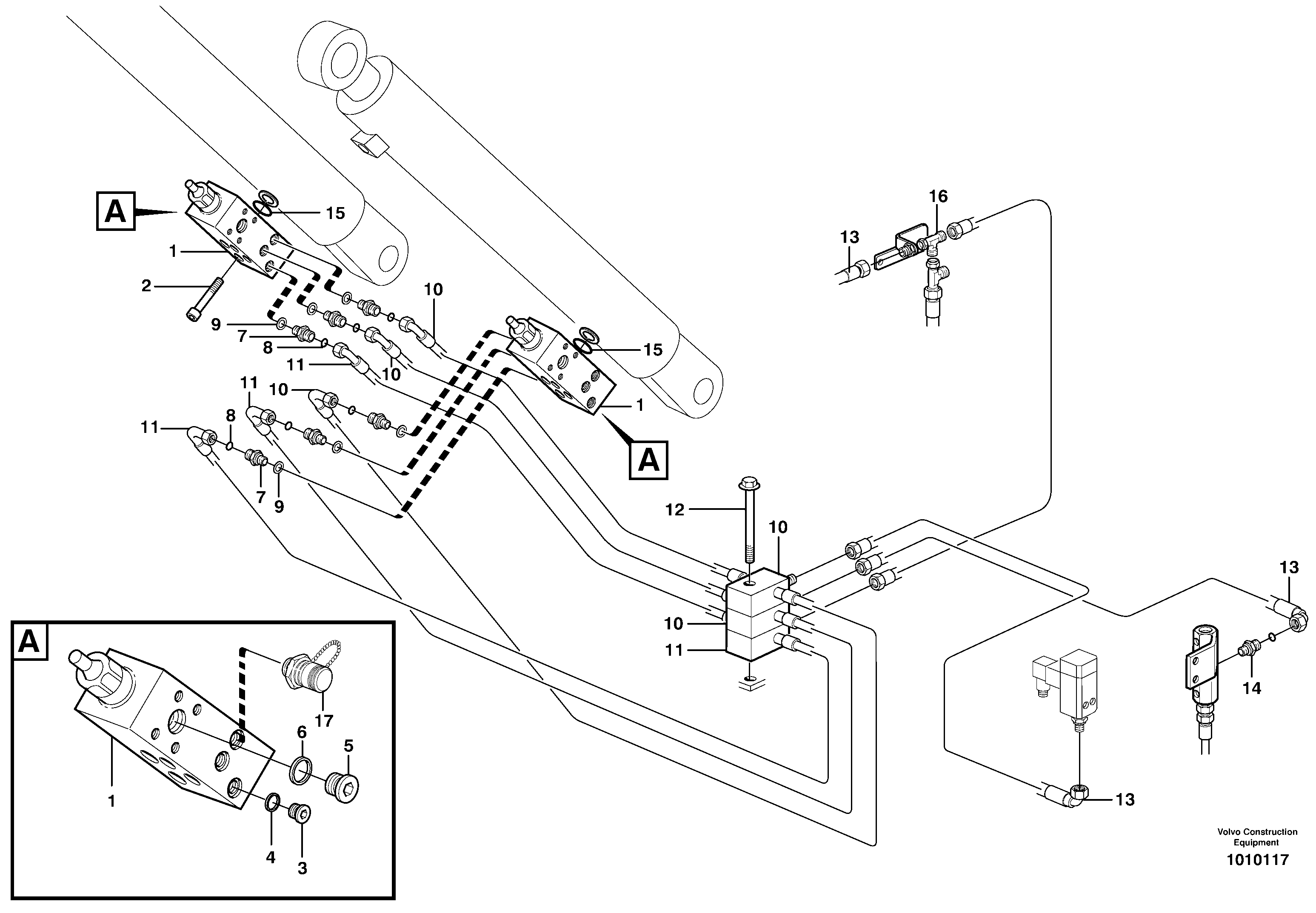Hose rupture valve, boom cylinder  14314067 — volvo parts diagram