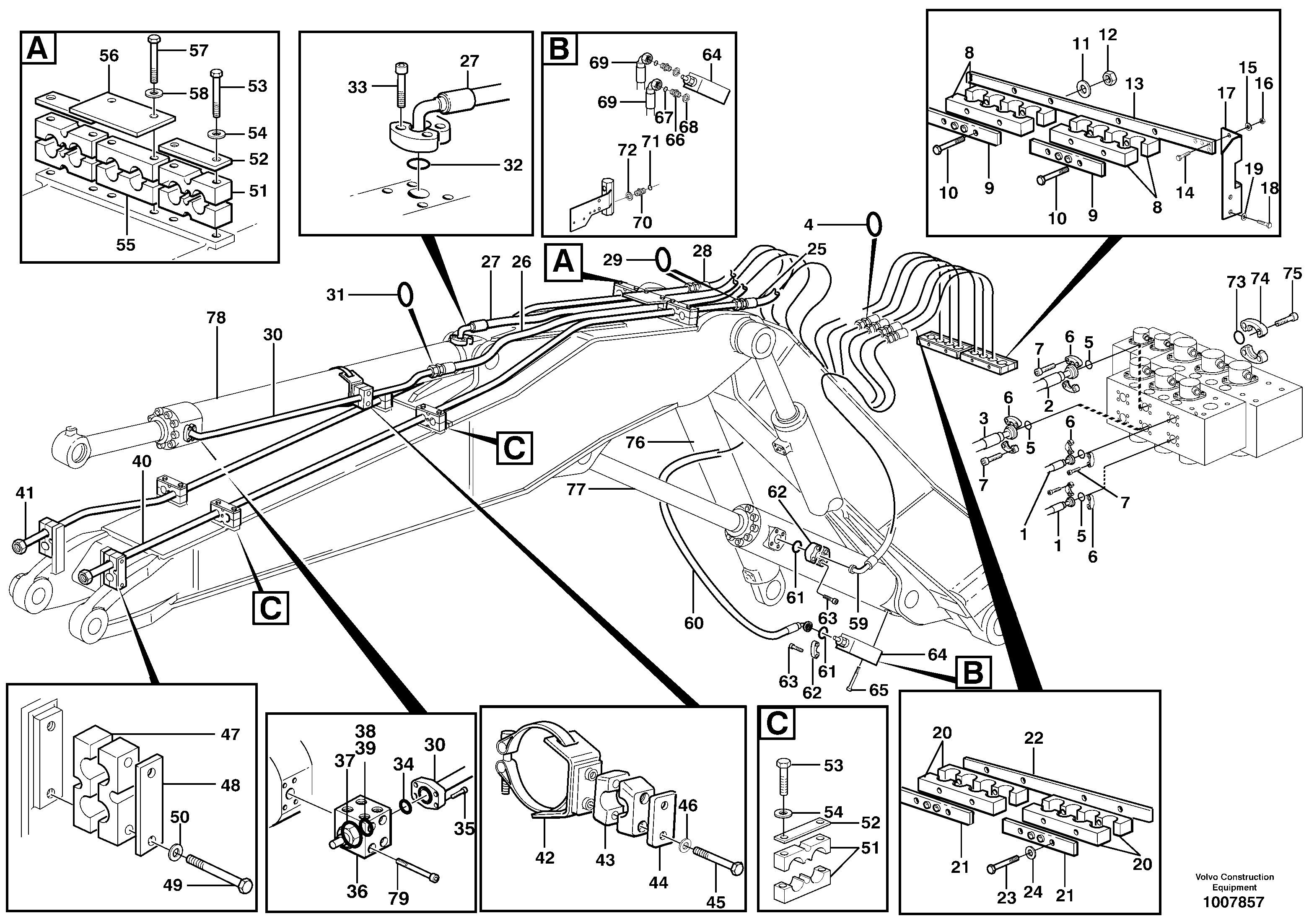 Hydraulic system adjustable boom  14314046 — volvo parts diagram