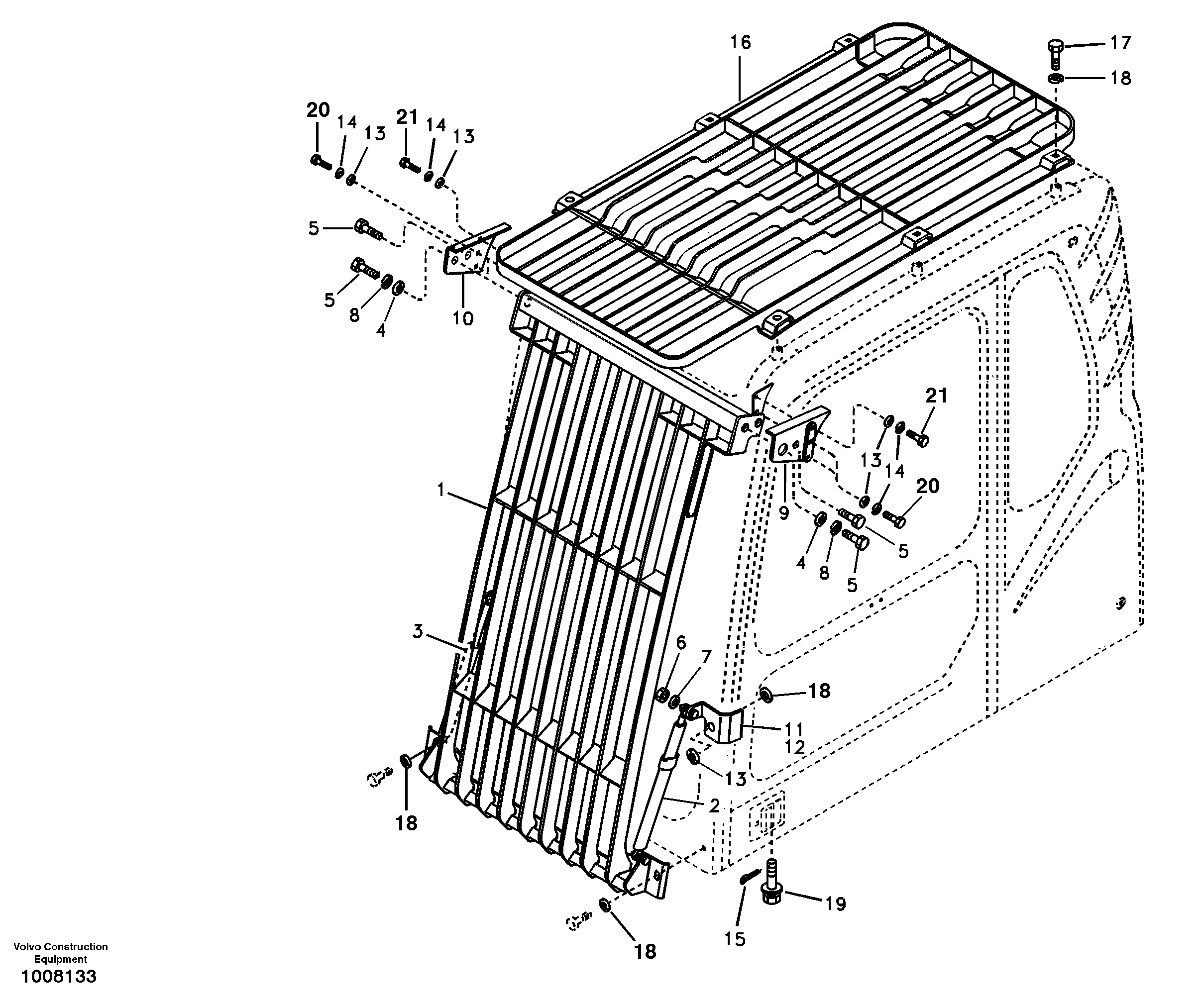 Falling object guards 14312129, 14312065 — volvo parts diagram