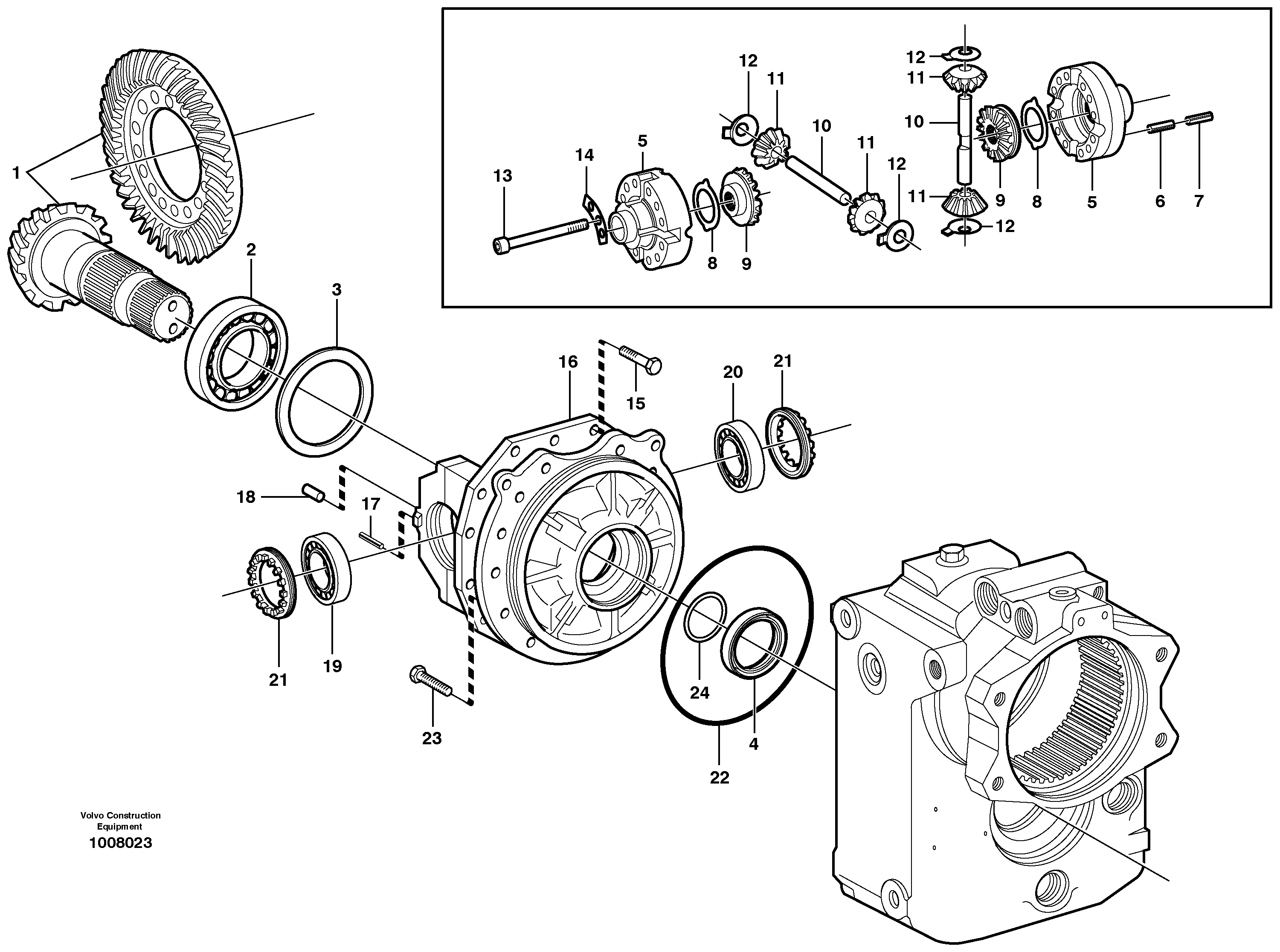 Rear axle, Differential  STD, 14314013 — volvo parts diagram