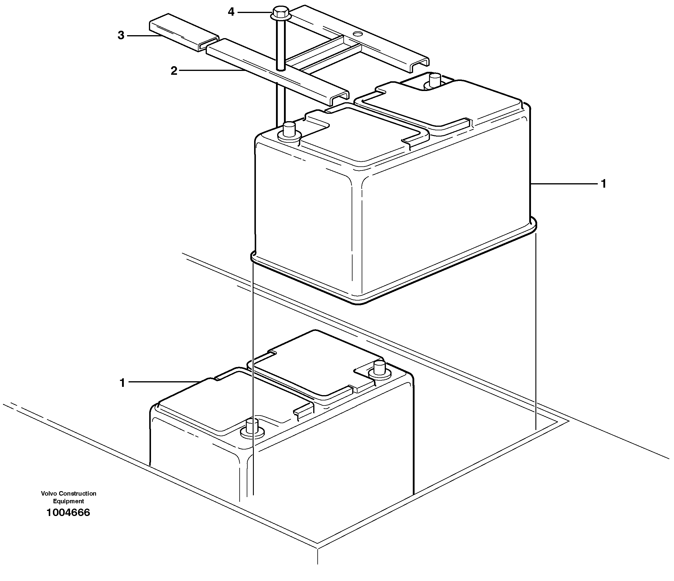 Battery with assembling details — volvo parts diagram