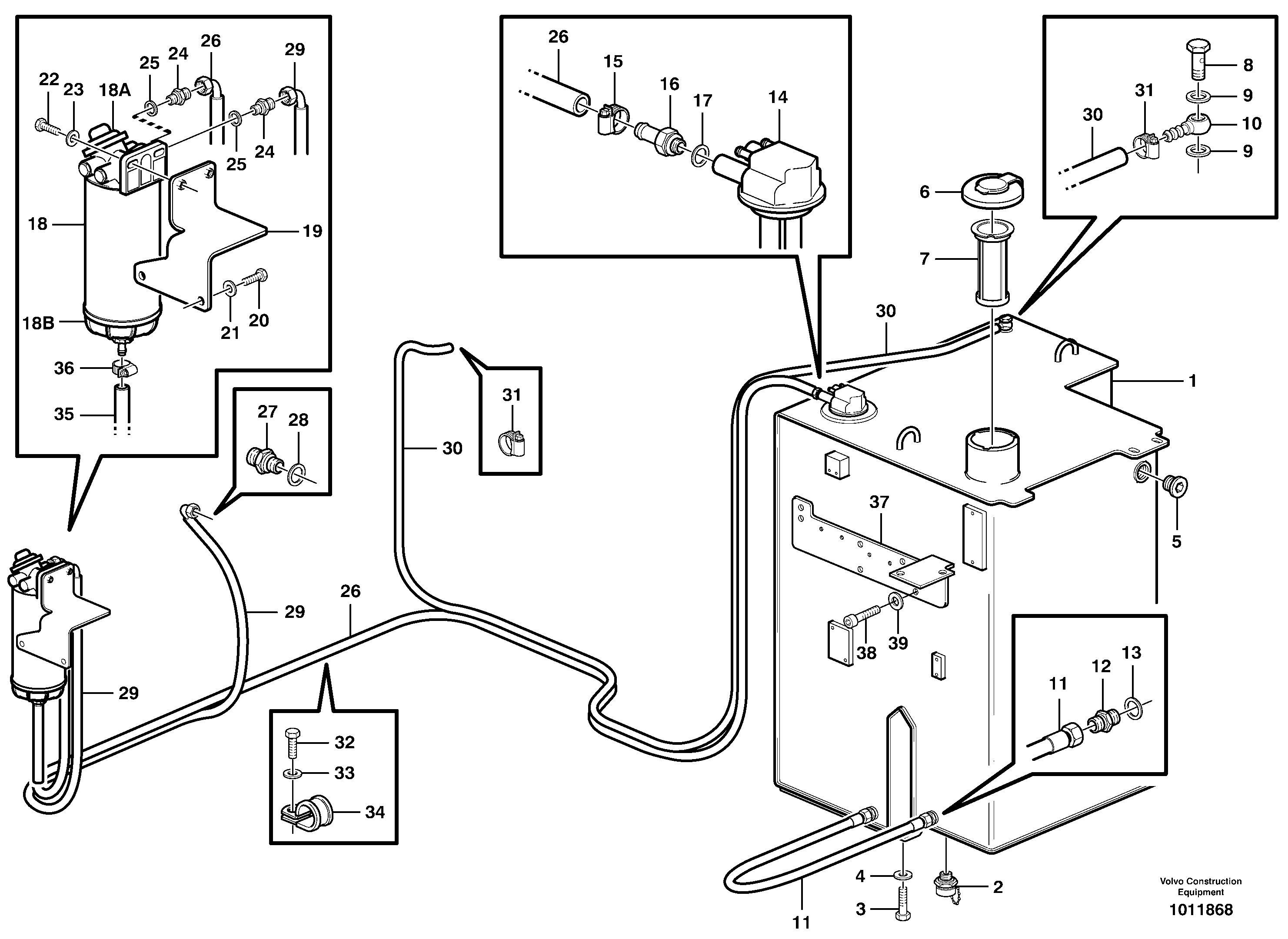 Fuel tank, fuel pipes — volvo parts diagram