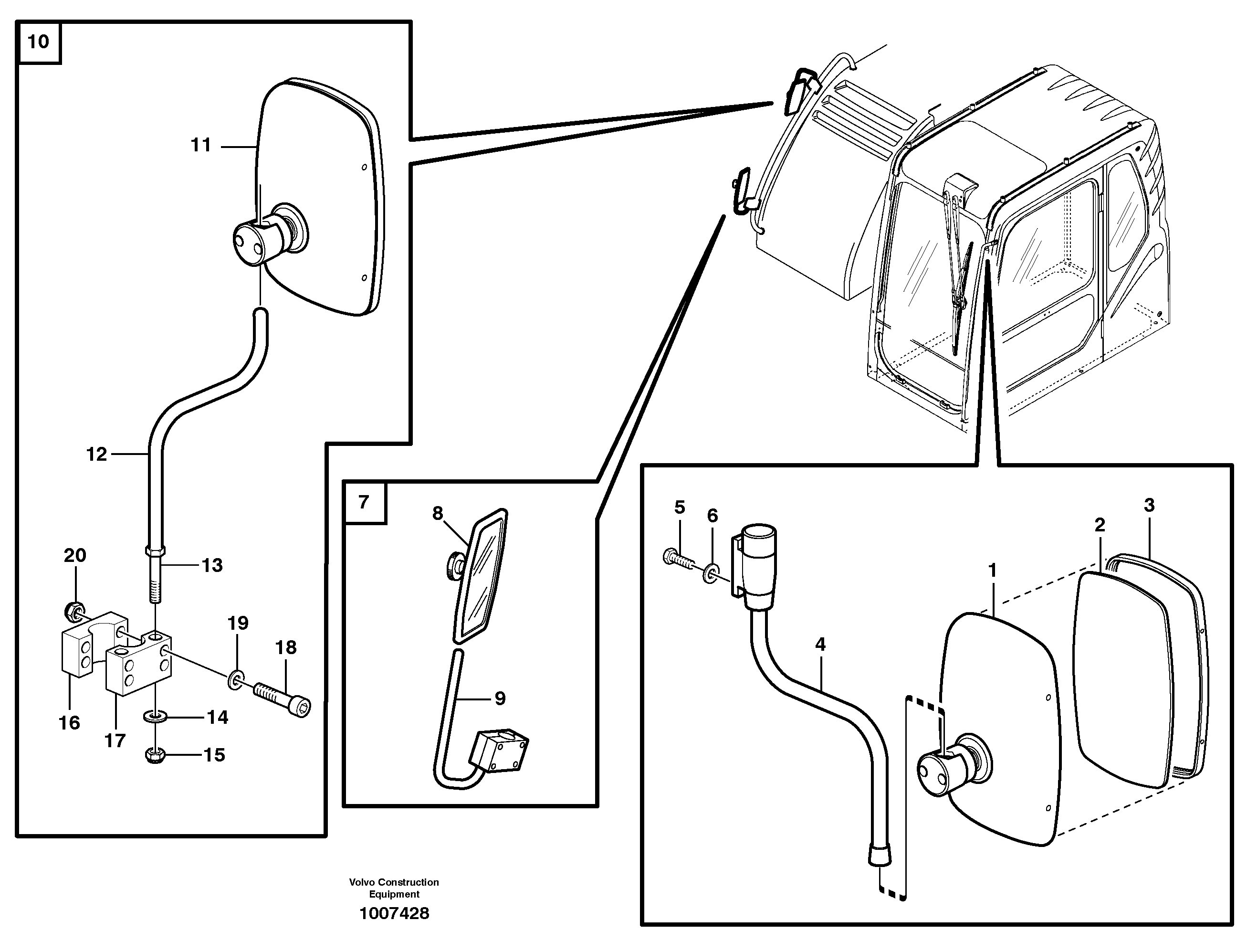 Rear view mirror — volvo parts diagram