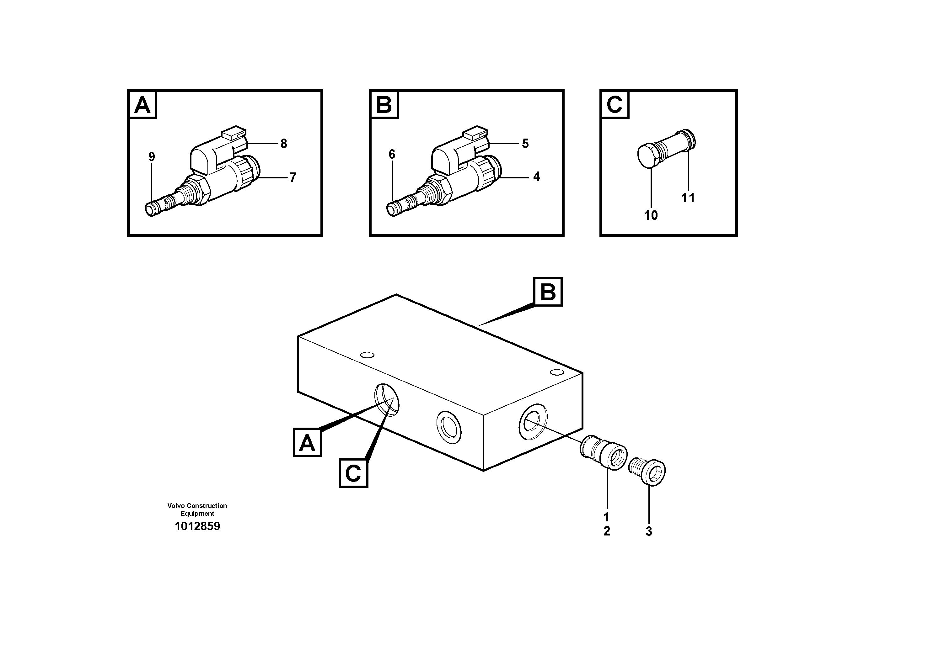 Valve body  14314036, 14314037, 14314044 — volvo parts diagram