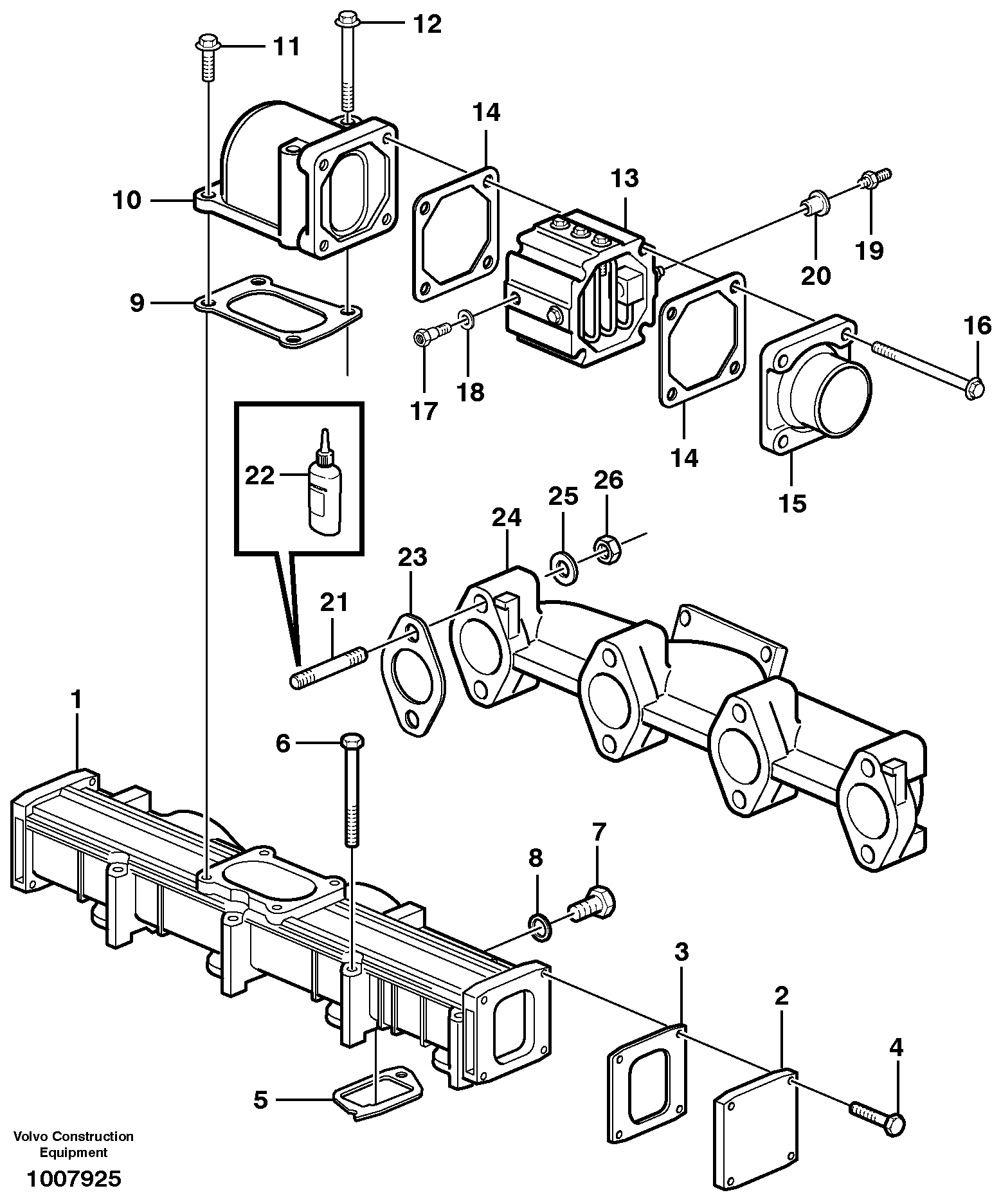 Inlet manifold and exhaust manifold — volvo parts diagram