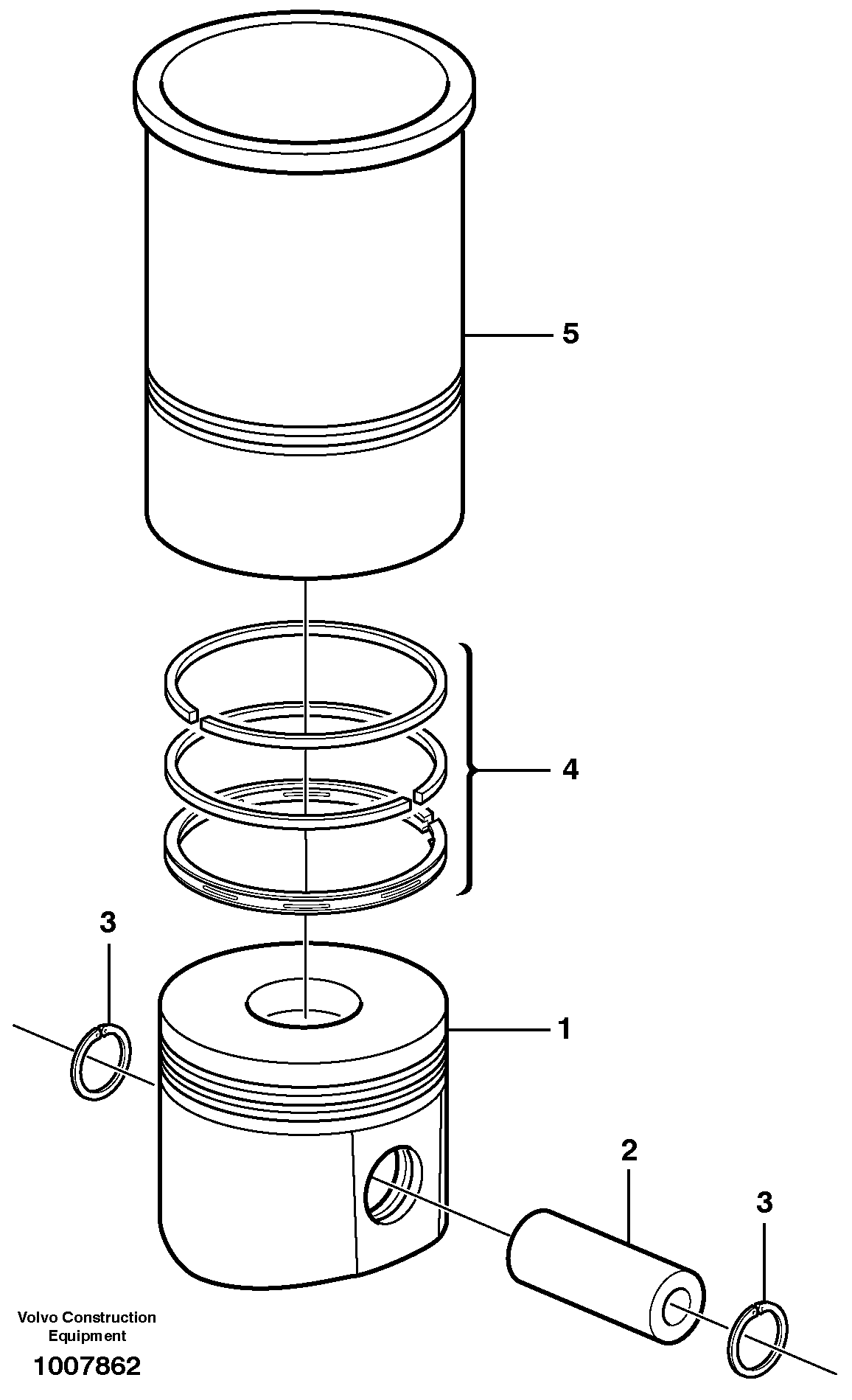 Cylinder liner and piston — volvo parts diagram