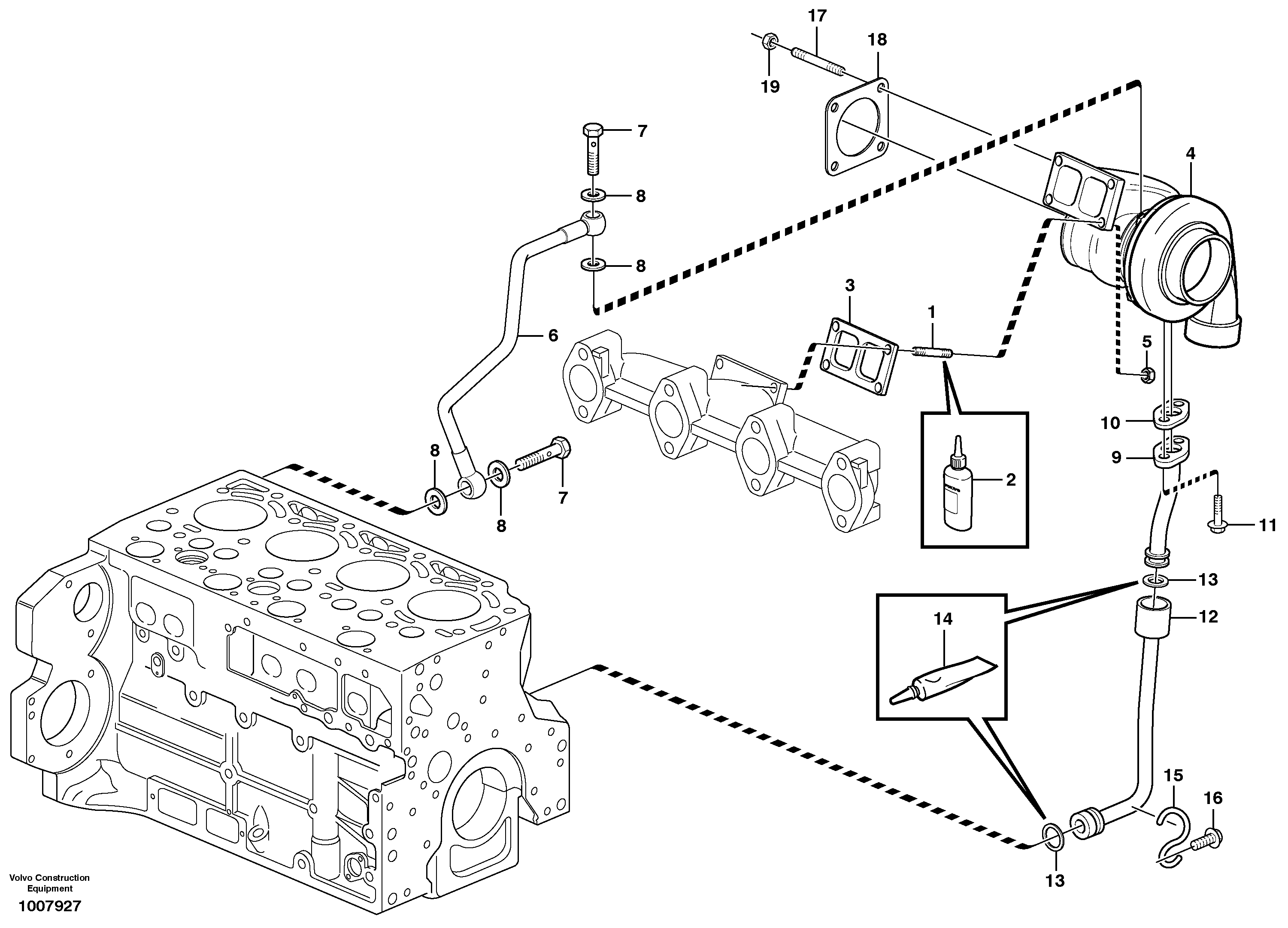 Turbocharger with fitting parts — volvo parts diagram