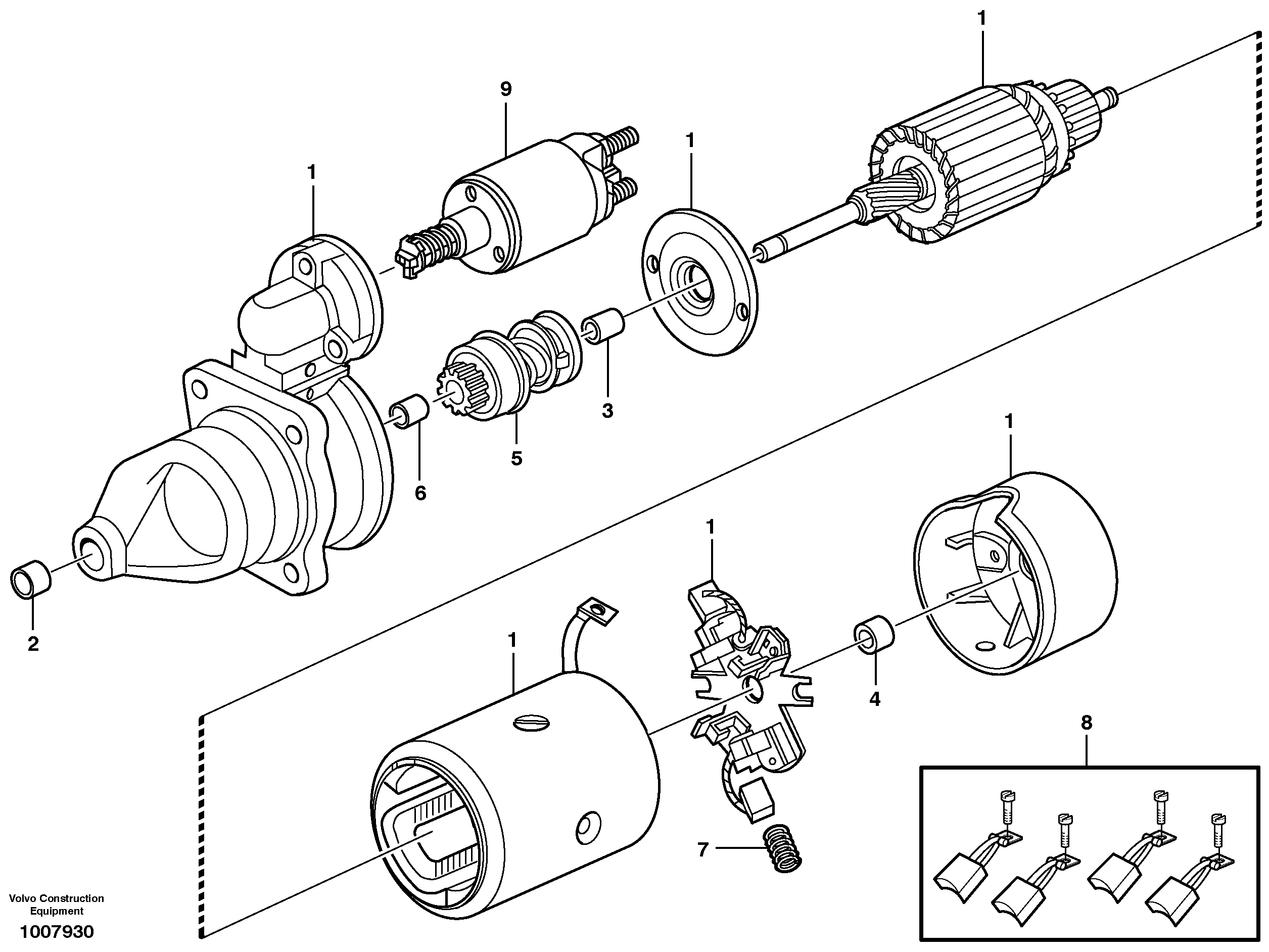 Starter motor — volvo parts diagram