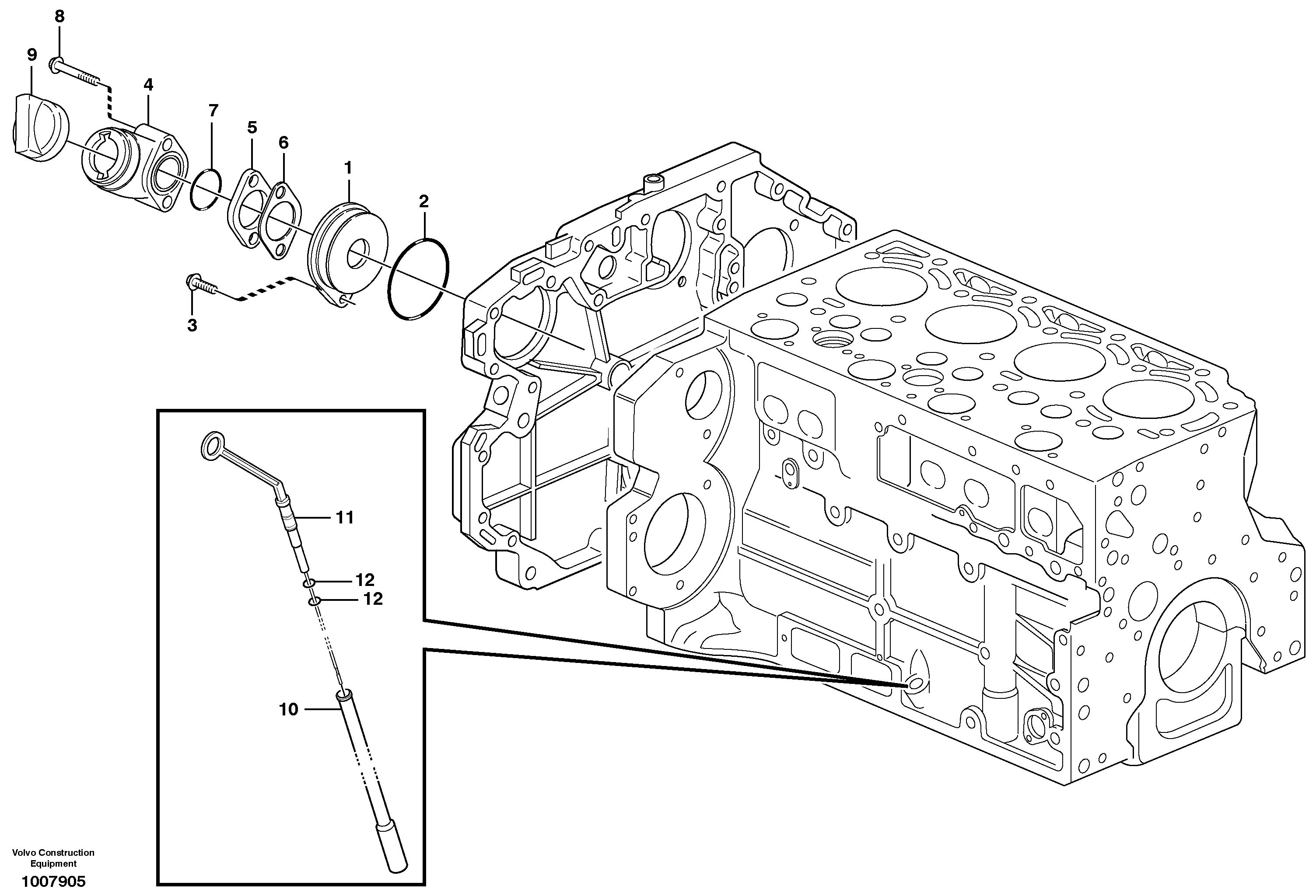 Oil filler and dipstick — volvo parts diagram